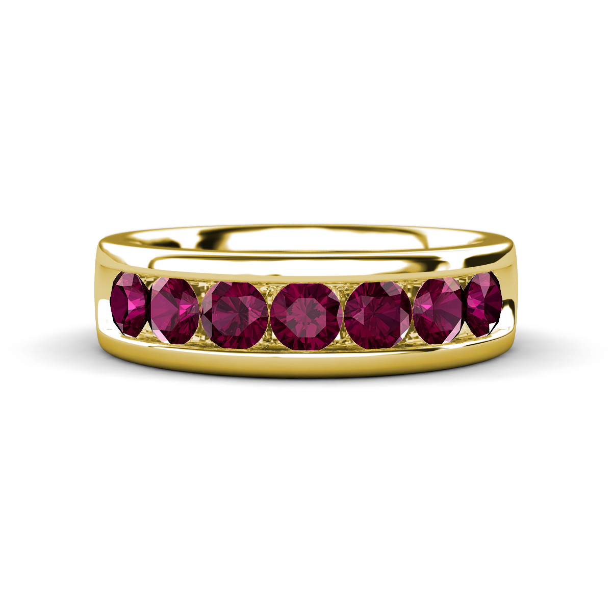 Irvin 1.18 ctw Rhodolite Garnet 7 stone Comfort Fit Men Wedding Band (6 mm) 