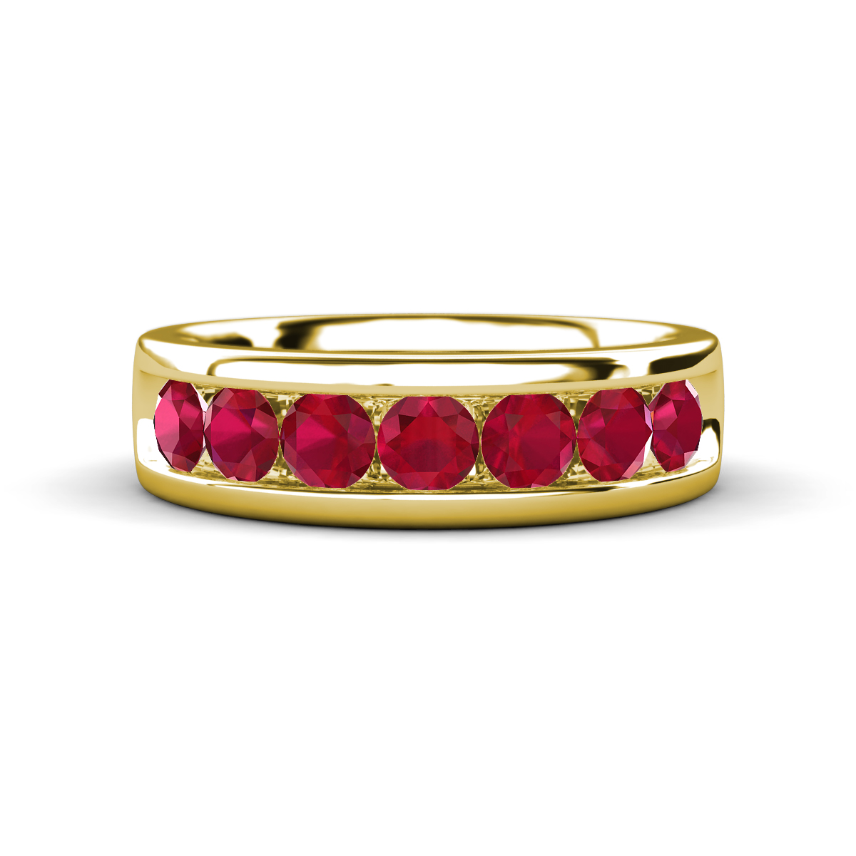 Irvin 1.10 ctw Ruby 7 stone Comfort Fit Men Wedding Band (6 mm) 
