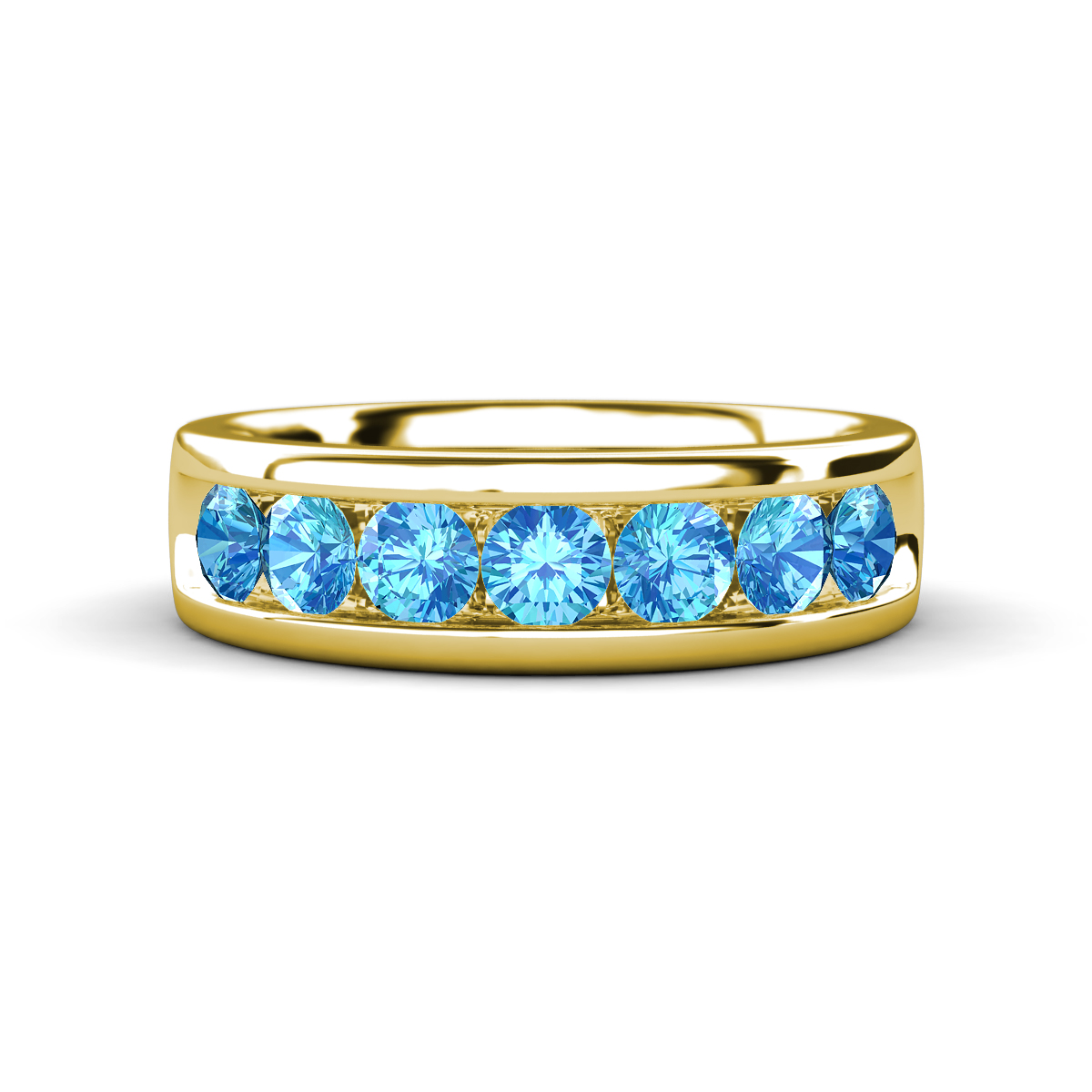 Irvin 0.98 ctw Blue Topaz 7 stone Comfort Fit Men Wedding Band (6 mm) 