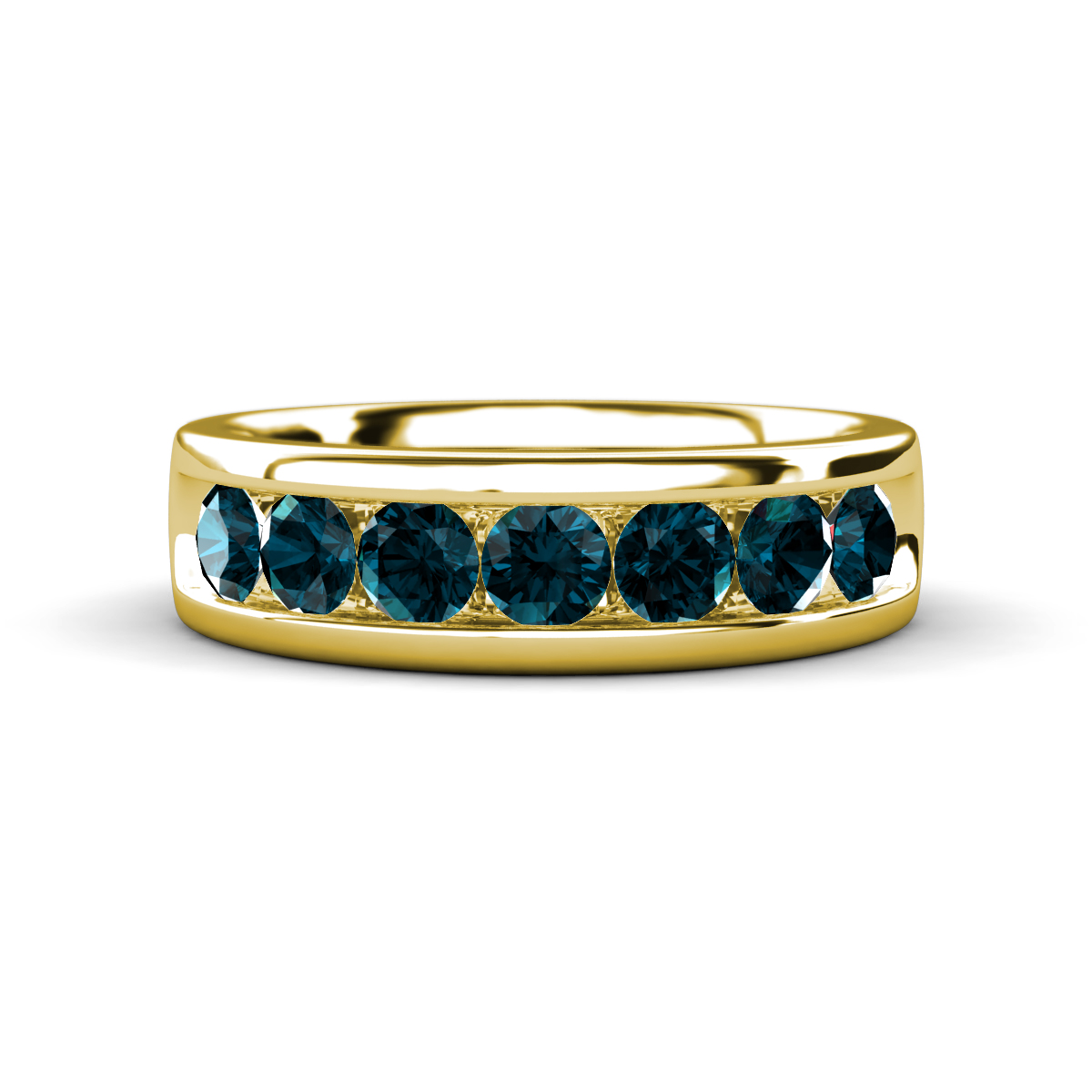 Irvin 0.98 ctw London Blue Topaz 7 stone Comfort Fit Men Wedding Band (6 mm) 