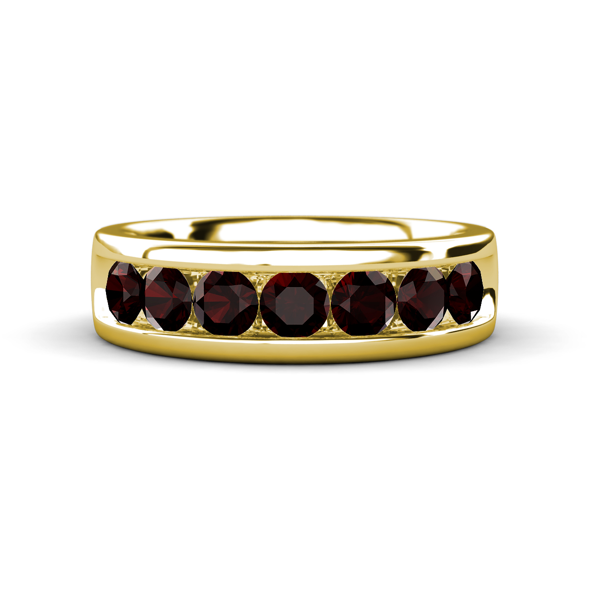 Irvin 1.18 ctw Red Garnet 7 stone Comfort Fit Men Wedding Band (6 mm) 