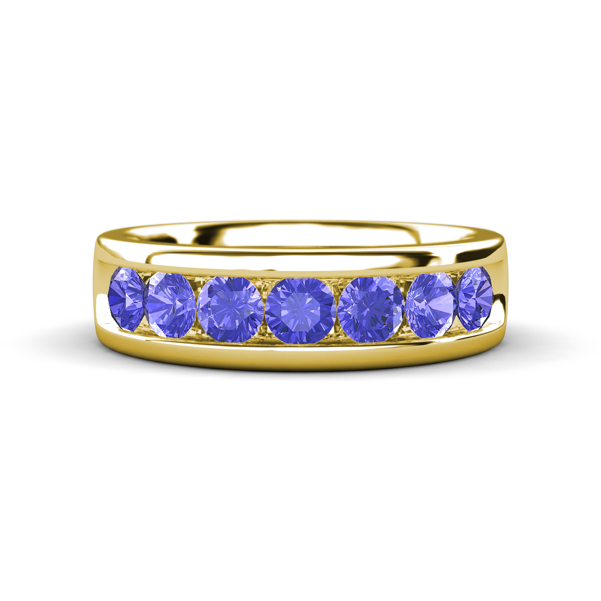 Irvin 1.05 ctw Tanzanite 7 stone Comfort Fit Men Wedding Band (6 mm) 