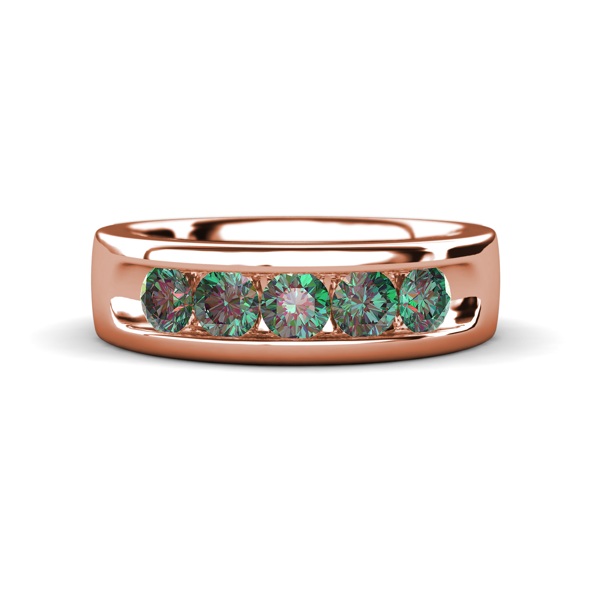 Irvin 0.84 ctw Created Alexandrite 5 stone Comfort Fit Men Wedding Band (6 mm) 