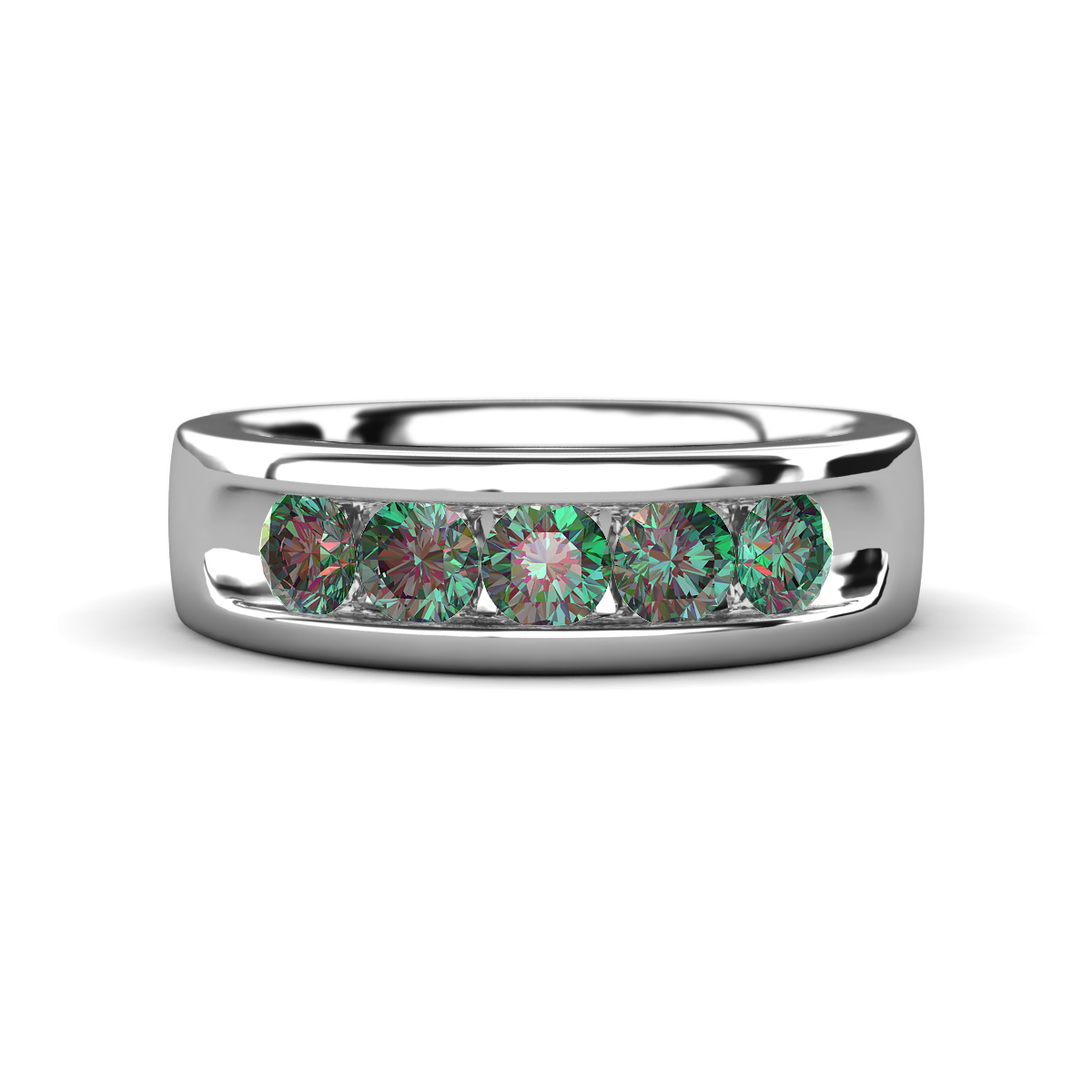 Irvin 0.84 ctw Created Alexandrite 5 stone Comfort Fit Men Wedding Band (6 mm) 