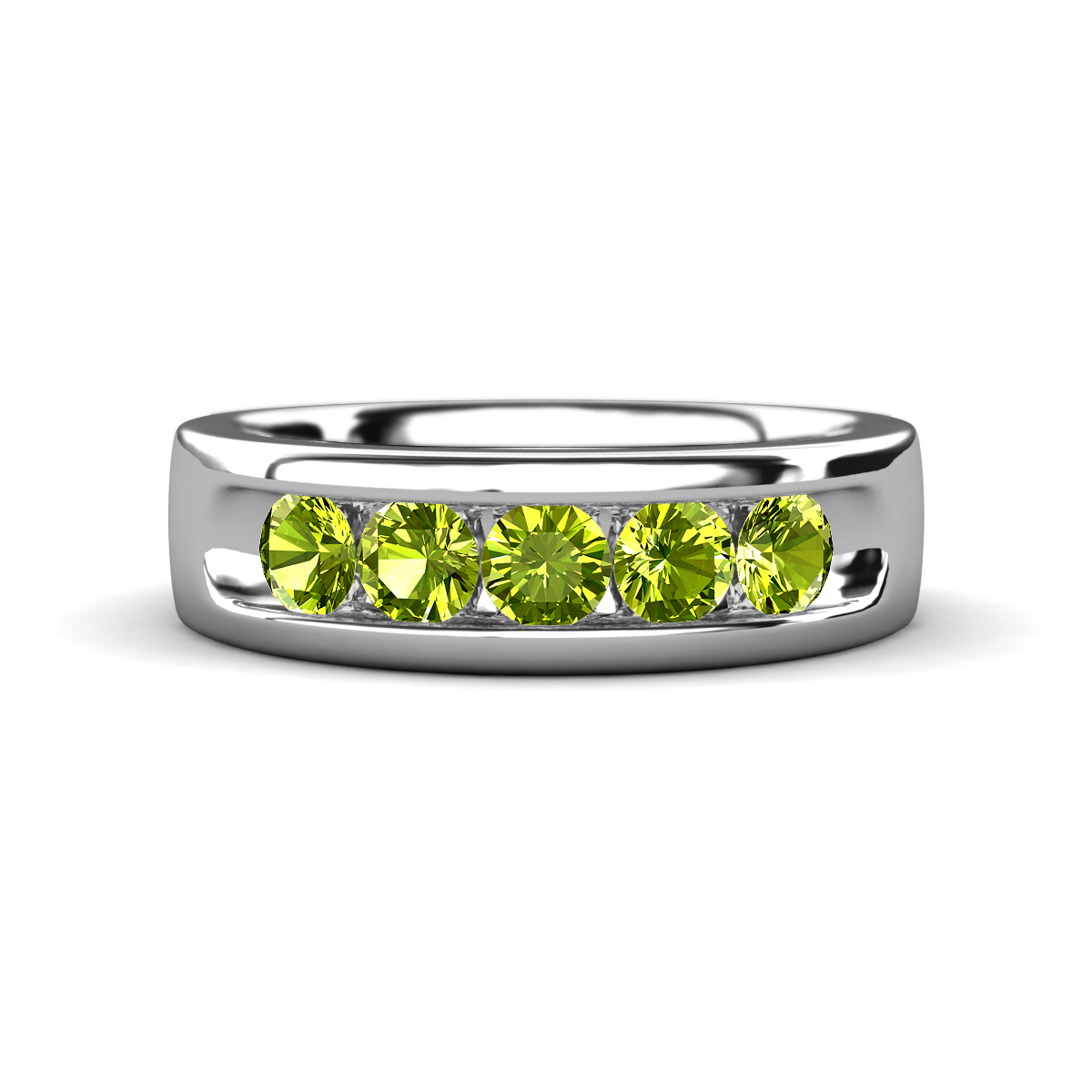 Irvin 0.84 ctw Peridot 5 stone Comfort Fit Men Wedding Band (6 mm) 