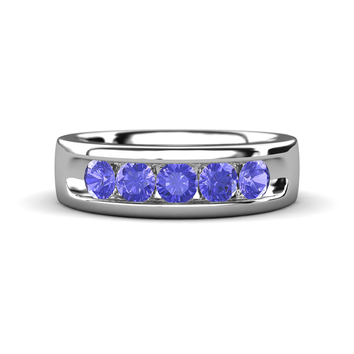 Irvin 0.75 ctw Tanzanite 5 stone Comfort Fit Men Wedding Band (6 mm) 