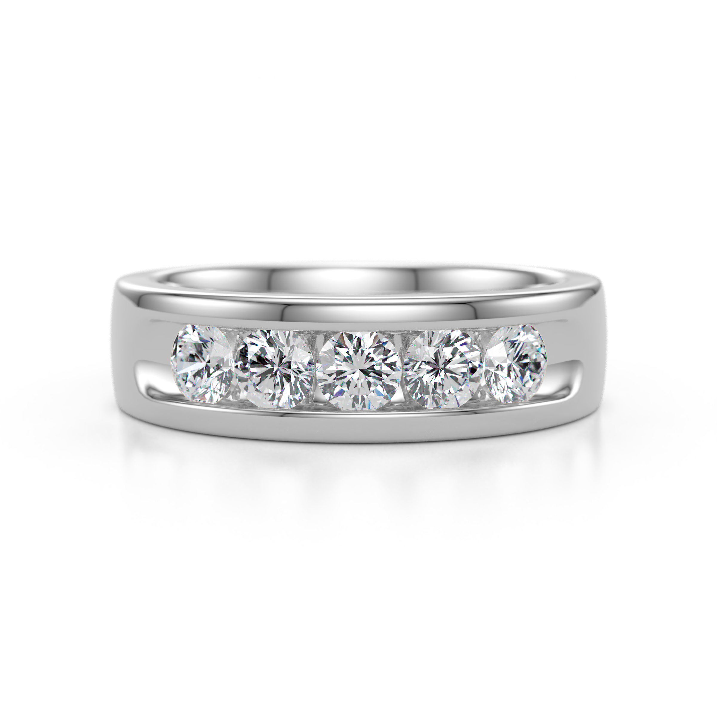 Irvin 0.75 ctw Lab Grown Diamond 5 stone Comfort Fit Men Wedding Band (6 mm) 