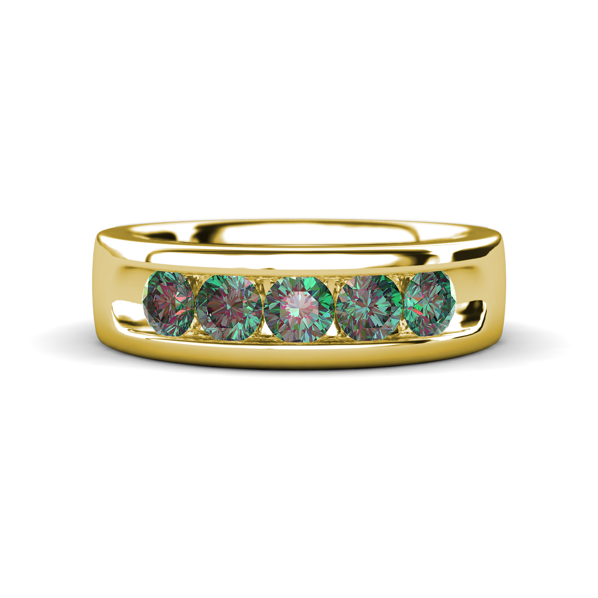 Irvin 0.84 ctw Created Alexandrite 5 stone Comfort Fit Men Wedding Band (6 mm) 