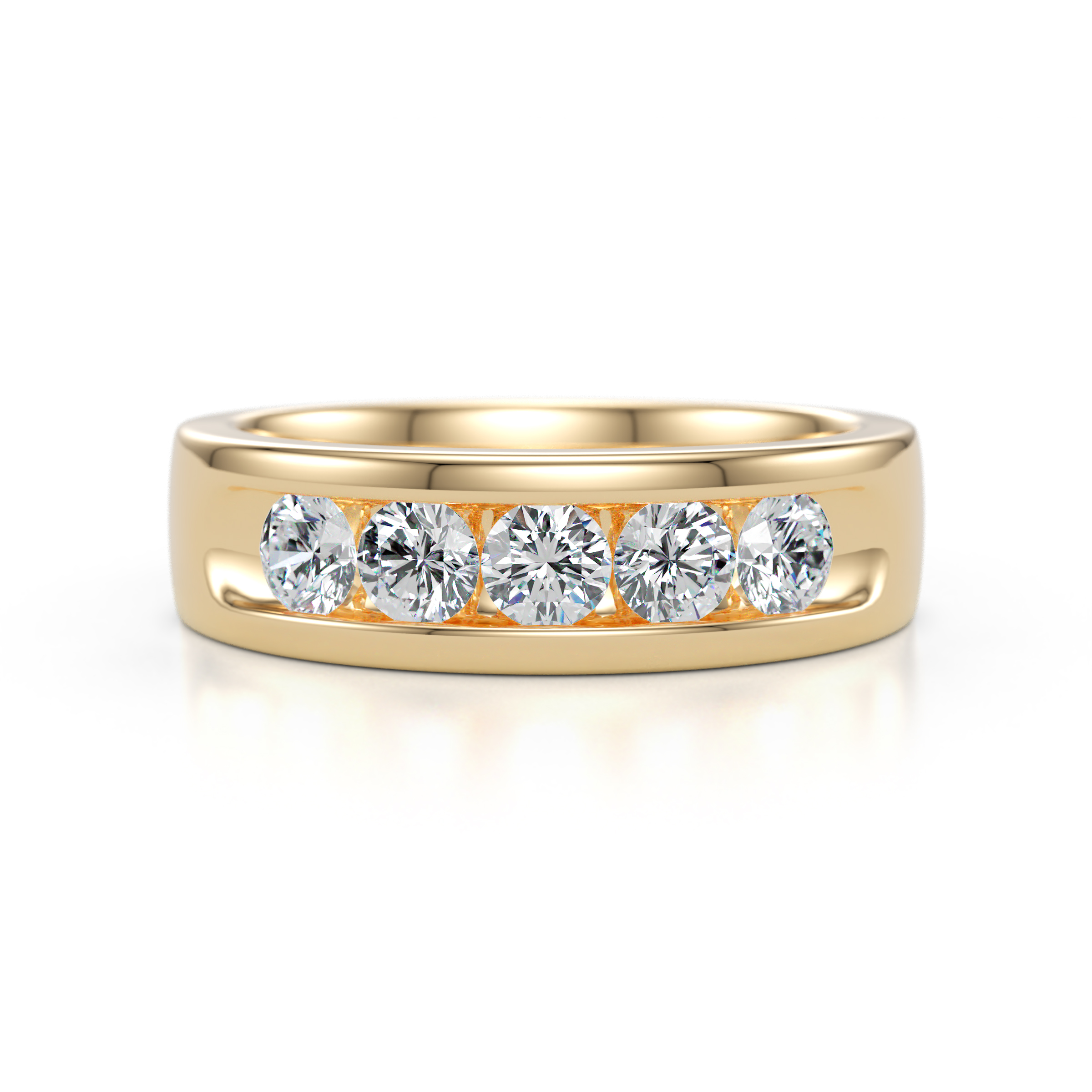 Irvin 0.75 ctw Lab Grown DIamonds 5 stone Comfort Fit Men Wedding Band (6 mm) 