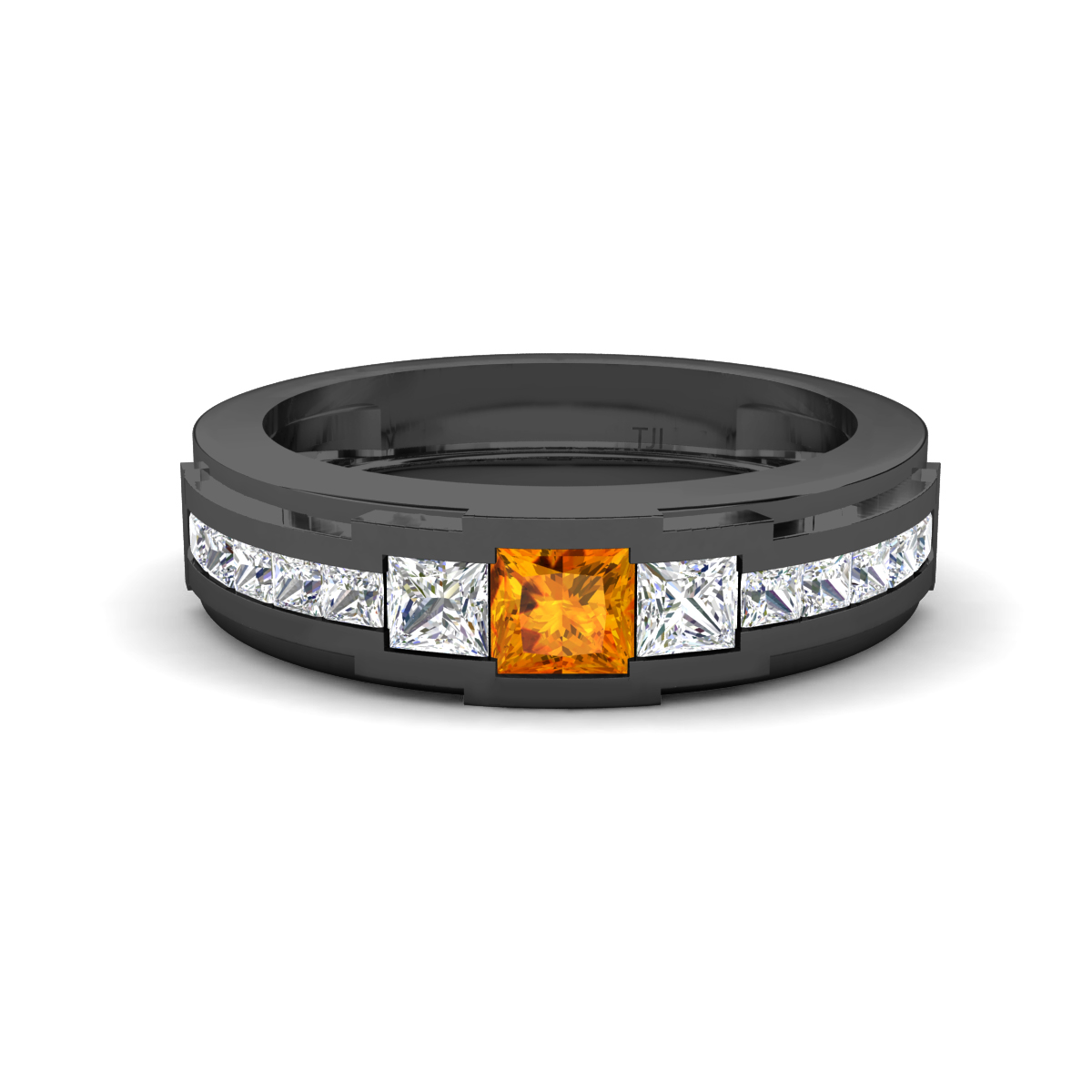 Jayden 1.21 ctw Princess shape Citrine accented Lab Grown Diamonds Men Wedding Band (5.20 mm) 