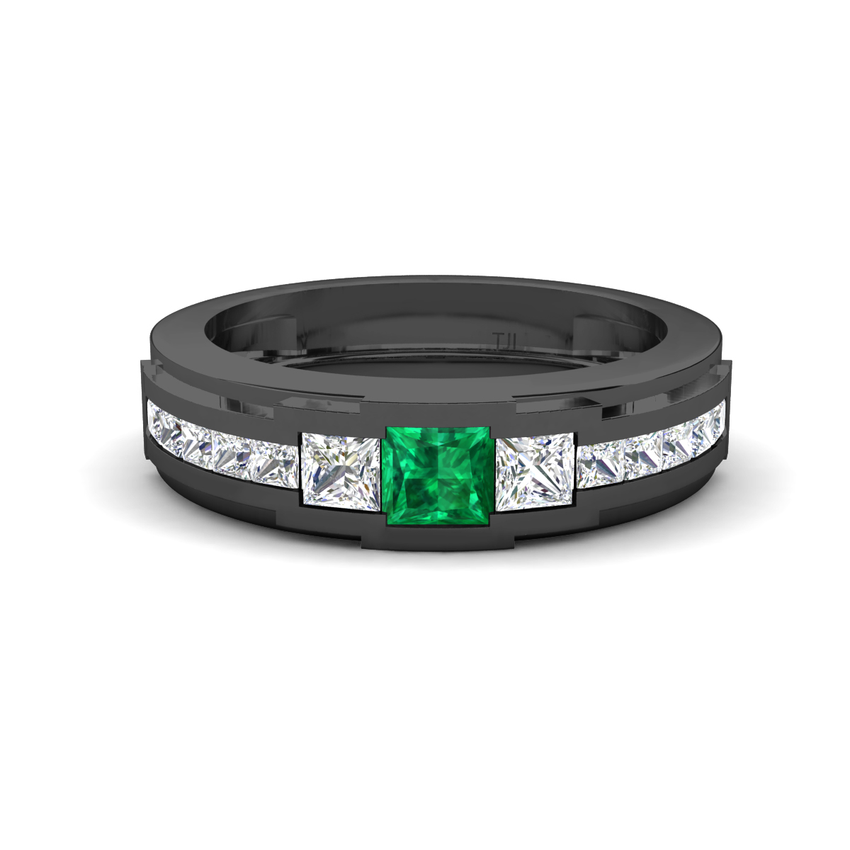 Jayden 1.21 ctw Princess shape Emerald accented Lab Grown Diamonds Men Wedding Band (5.20 mm) 