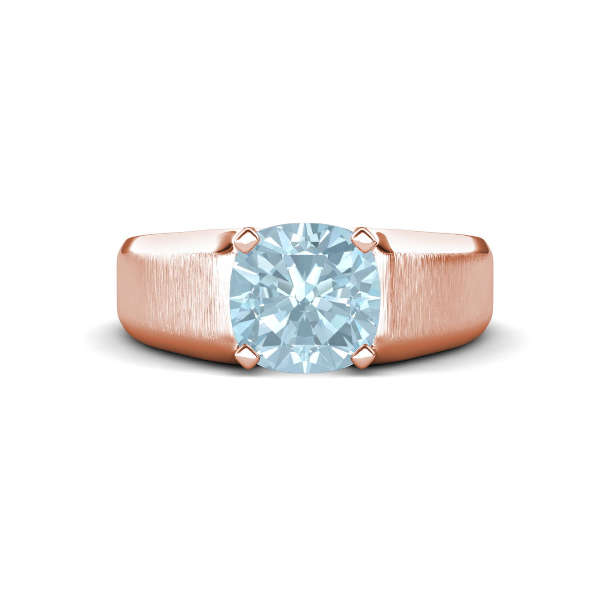 Jude 2.00 ct Cushion Shape Aquamarine Solitaire Men Wedding Band (8 mm) 