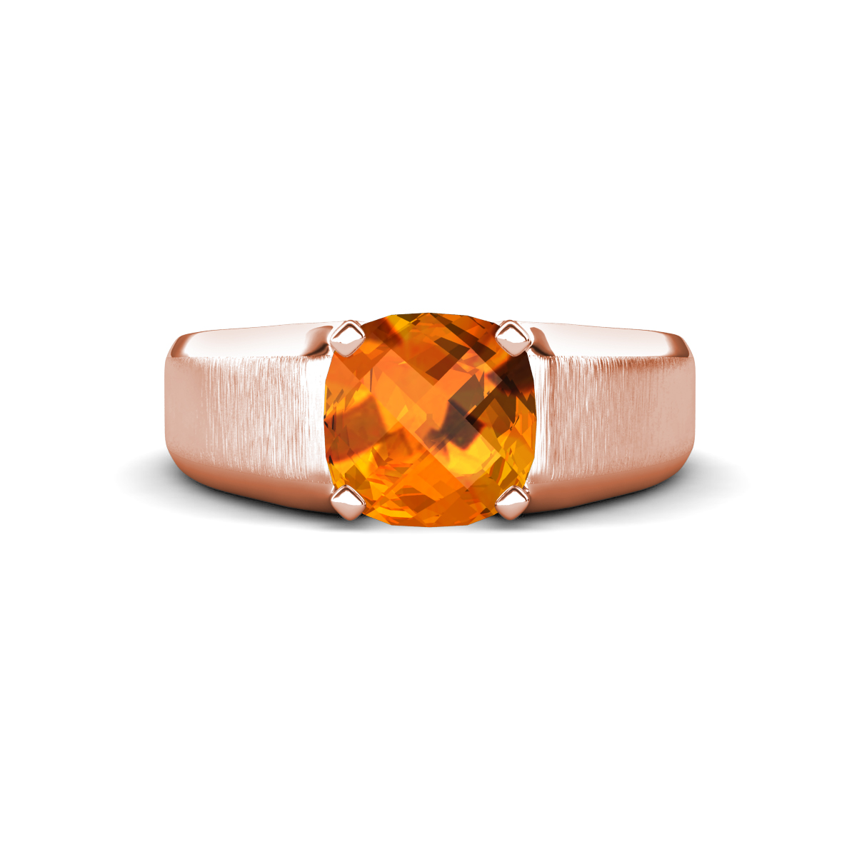 Jude 1.95 ct Cushion Checkerboard Cut Citrine Solitaire Men Wedding Band (8 mm) 