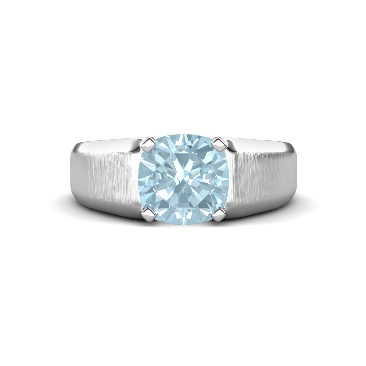 Jude 2.00 ct Cushion Shape Aquamarine Solitaire Men Wedding Band (8 mm) 