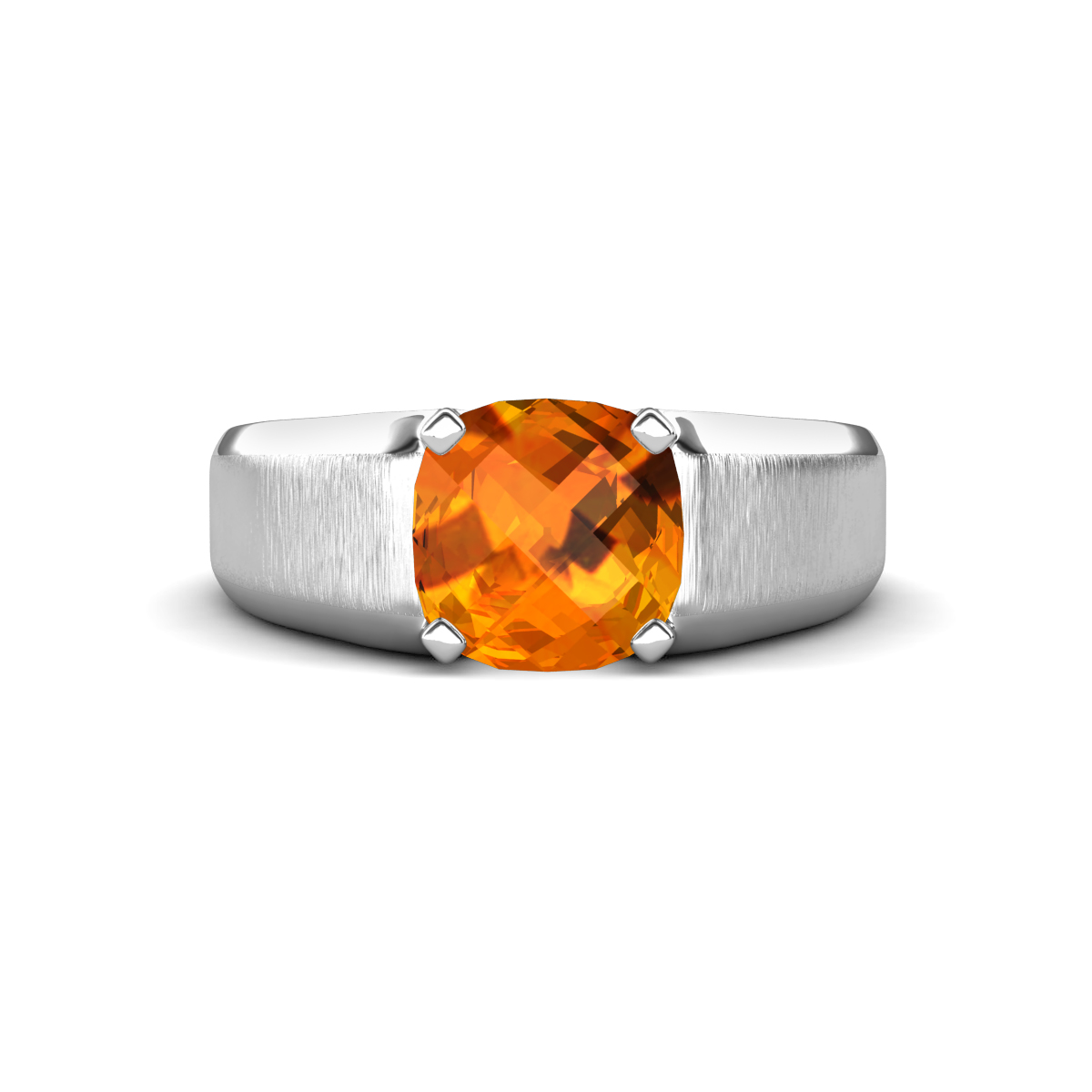 Jude 1.95 ct Cushion Checkerboard Cut Citrine Solitaire Men Wedding Band (8 mm) 