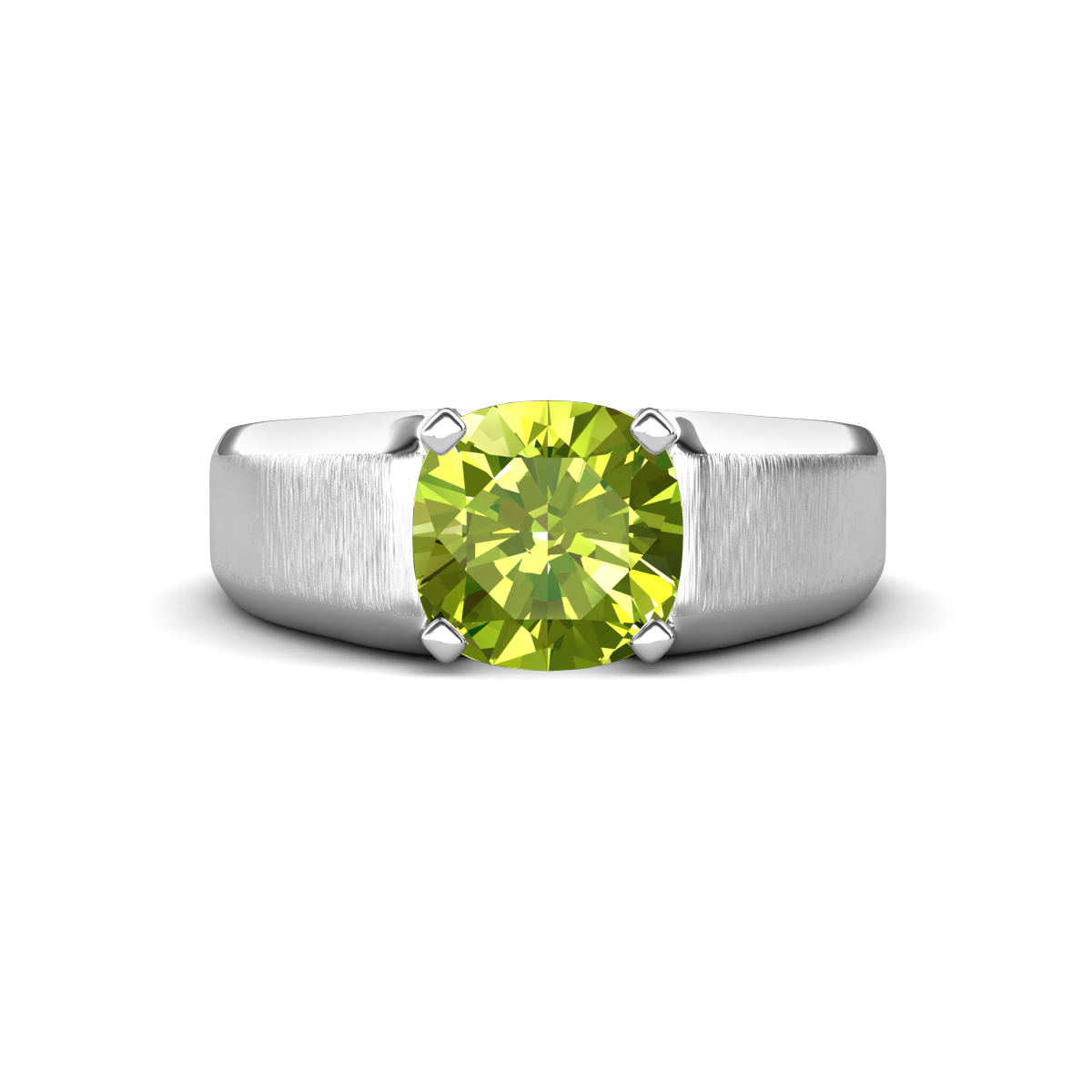Jude 2.40 ct Cushion Shape Peridot Solitaire Men Wedding Band (8 mm) 