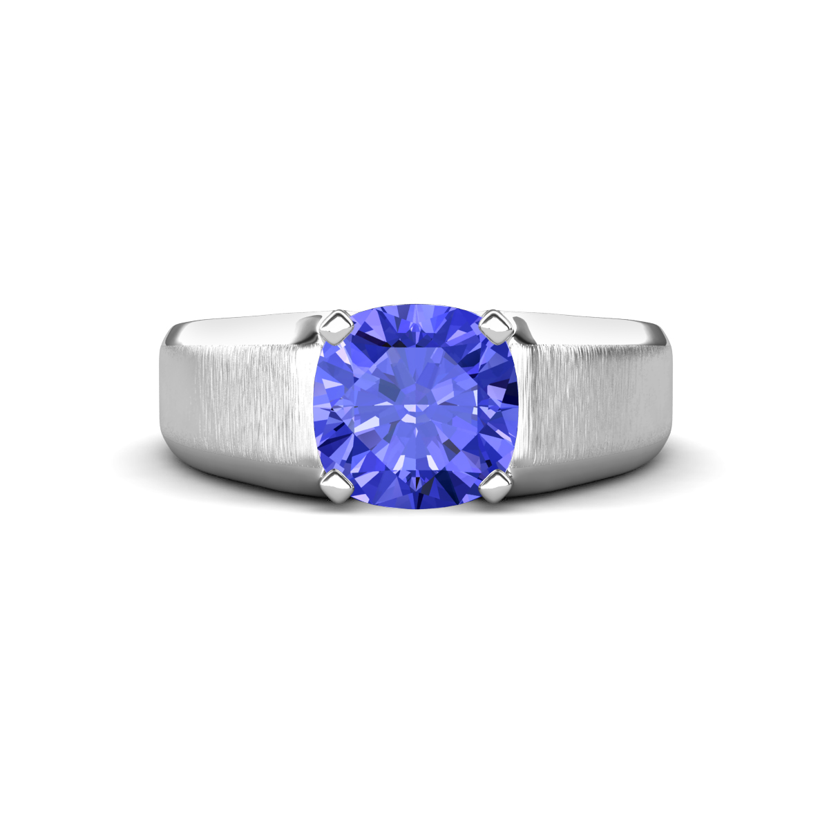 Jude 2.50 ct Cushion Shape Tanzanite Solitaire Men Wedding Band (8 mm) 