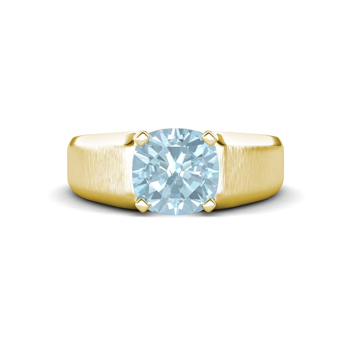 Jude 2.00 ct Cushion Shape Aquamarine Solitaire Men Wedding Band (8 mm) 
