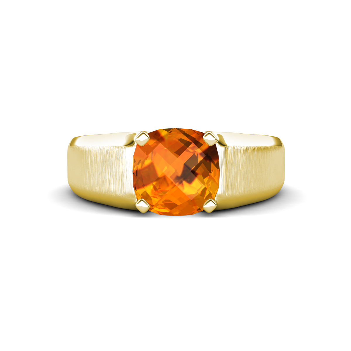 Jude 1.95 ct Cushion Checkerboard Cut Citrine Solitaire Men Wedding Band (8 mm) 