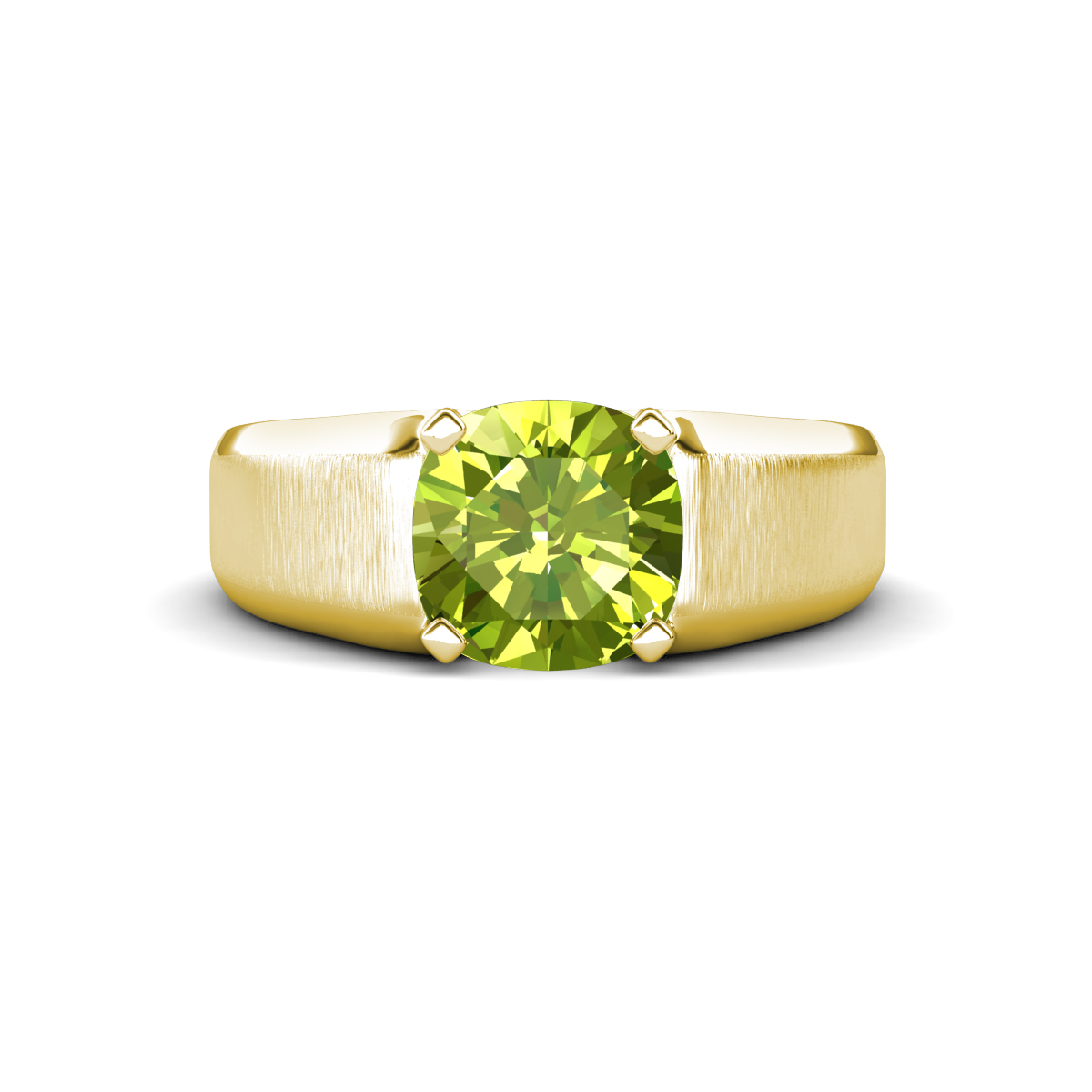 Jude 2.40 ct Cushion Shape Peridot Solitaire Men Wedding Band (8 mm) 