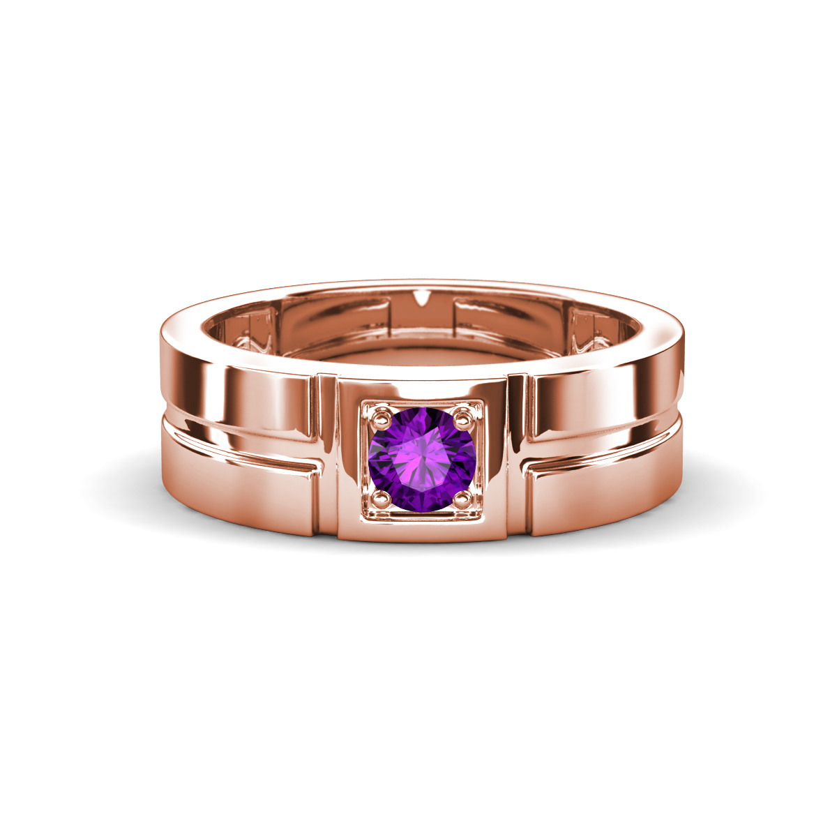 Marcus 0.20 ct Amethyst Solitaire Men Wedding Band (6 mm) 