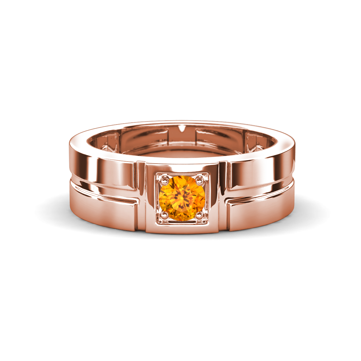 Marcus 0.20 ct Citrine Solitaire Men Wedding Band (6 mm) 