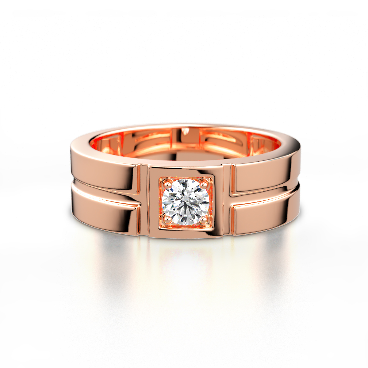 Marcus 0.25 ct Natural Diamond Solitaire Men Wedding Band (6 mm) 