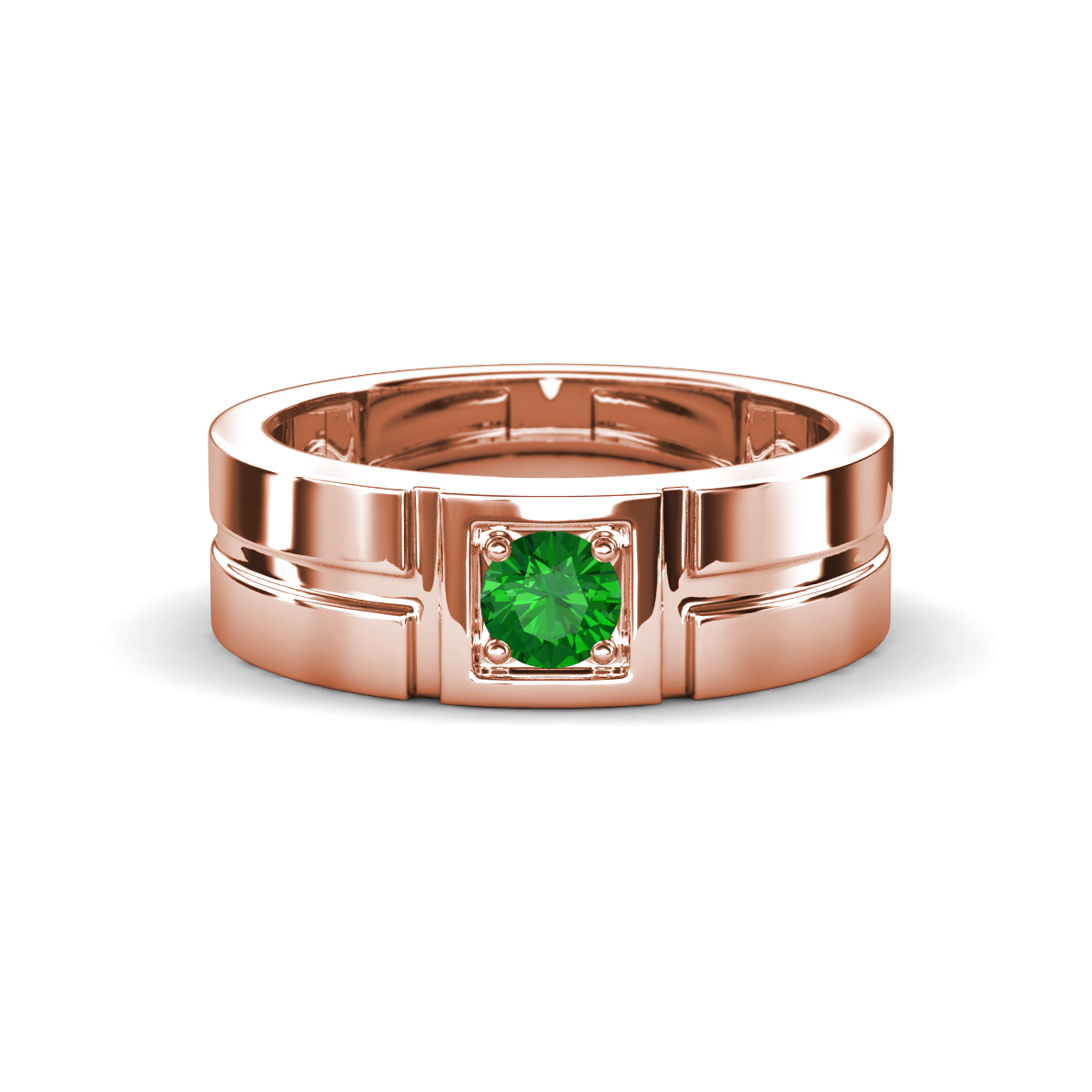 Marcus 0.29 ct Green Garnet Solitaire Men Wedding Band (6 mm) 