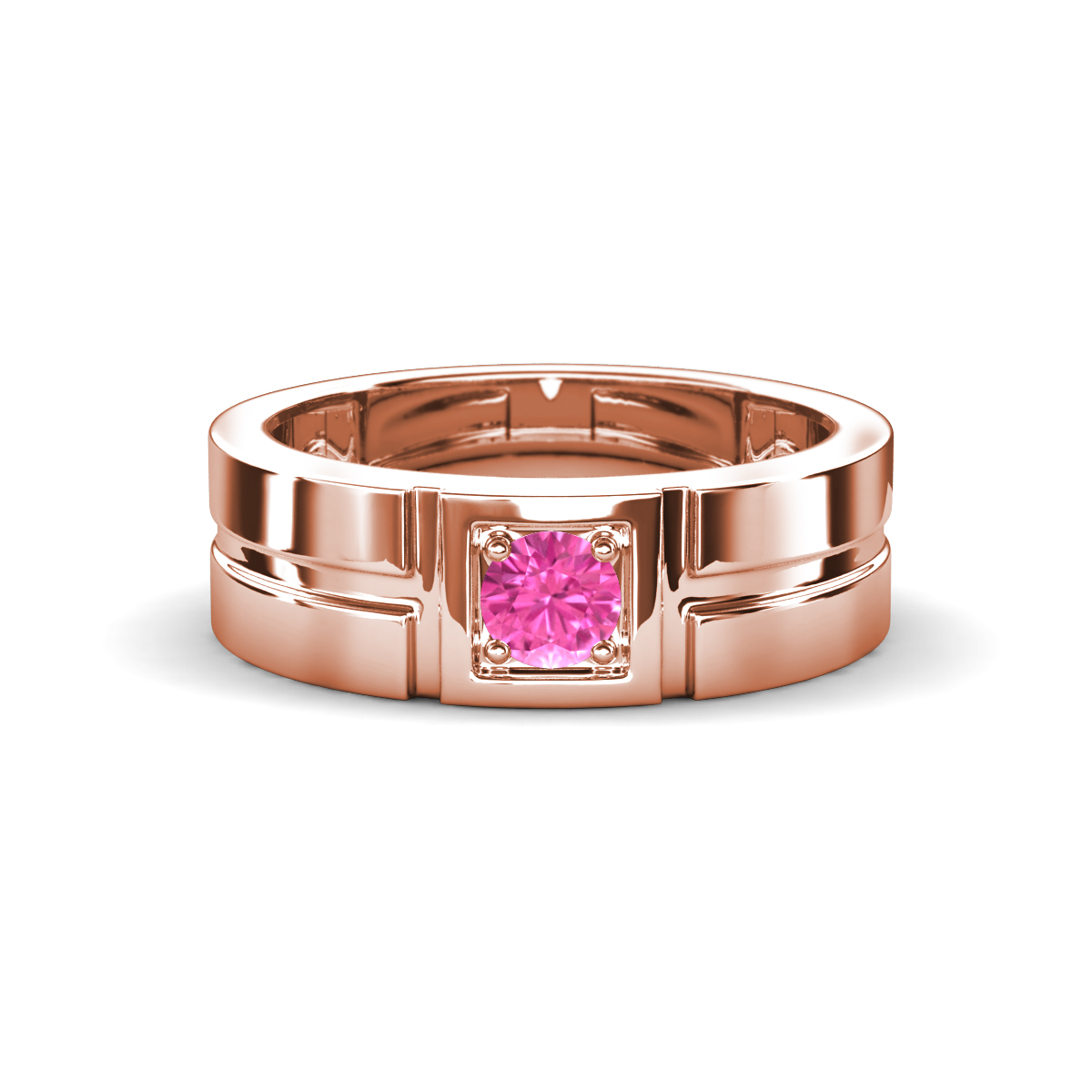 Marcus 0.30 ct Pink Sapphire Solitaire Men Wedding Band (6 mm) 
