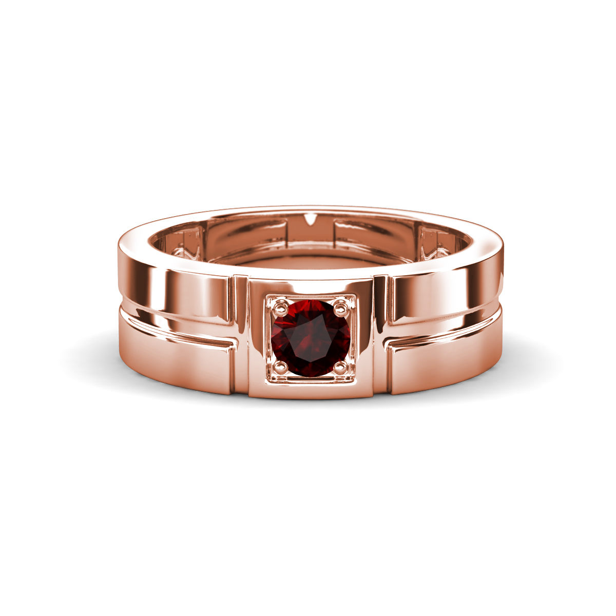 Marcus 0.32 ct Red Garnet Solitaire Men Wedding Band (6 mm) 