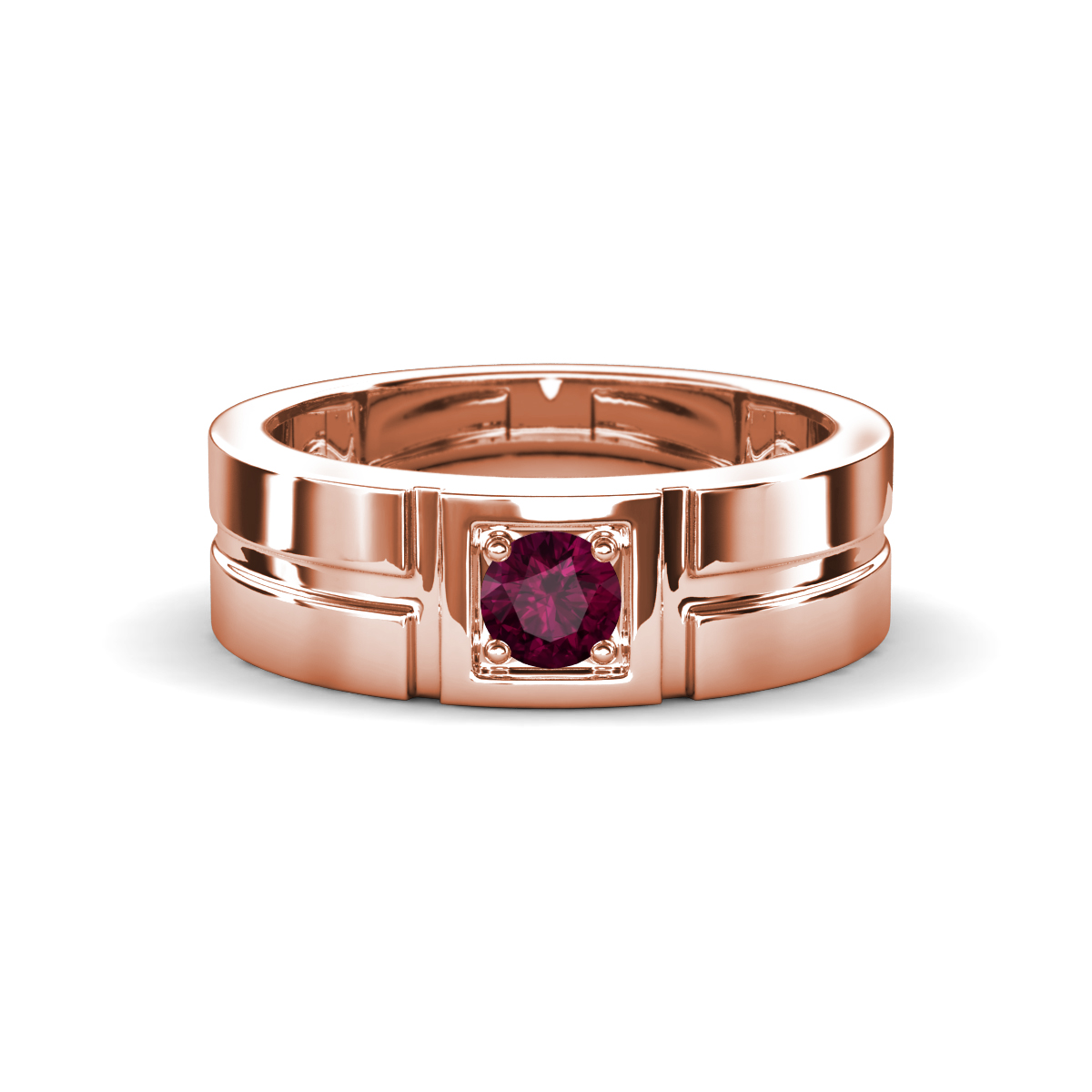 Marcus 0.32 ct Rhodolite Garnet Solitaire Men Wedding Band (6 mm) 