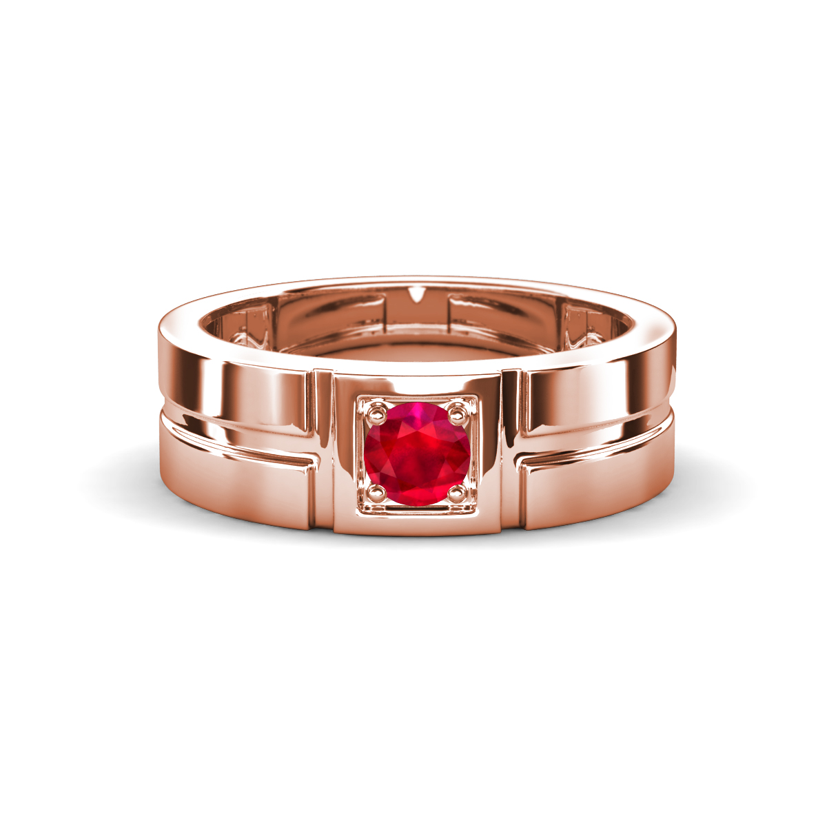 Marcus 0.27 ct Ruby Solitaire Men Wedding Band (6 mm) 