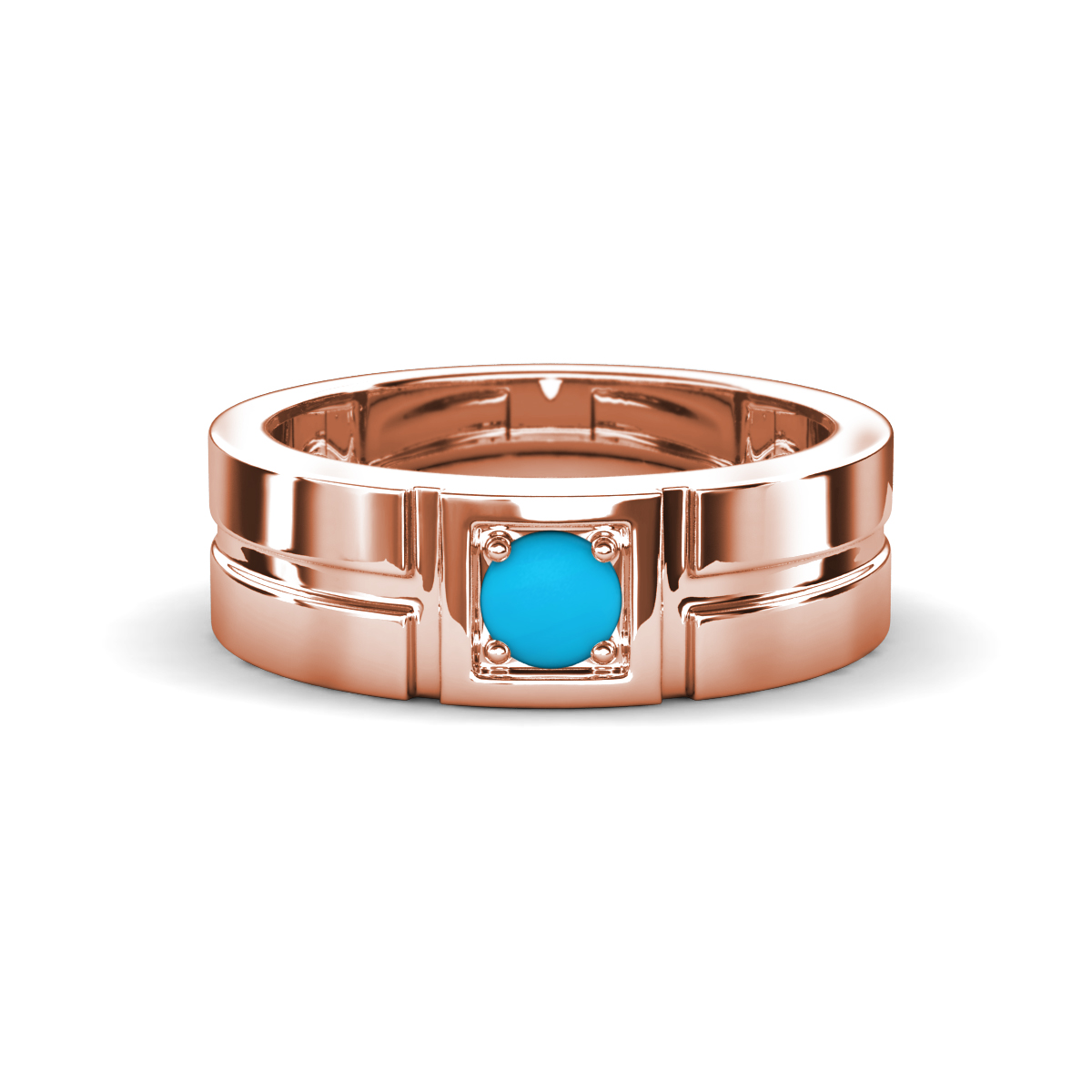 Marcus 0.25 ct Turquoise Solitaire Men Wedding Band (6 mm) 