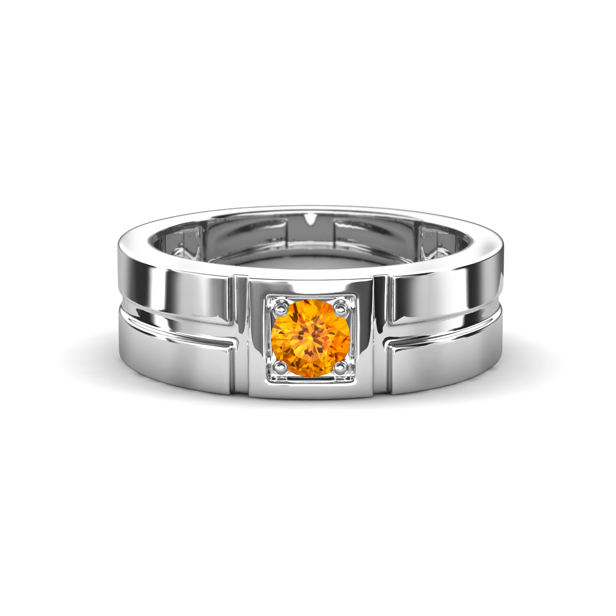 Marcus 0.20 ct Citrine Solitaire Men Wedding Band (6 mm) 