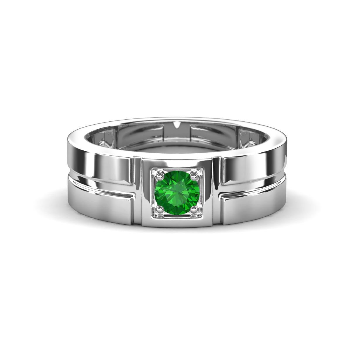Marcus 0.29 ct Green Garnet Solitaire Men Wedding Band (6 mm) 