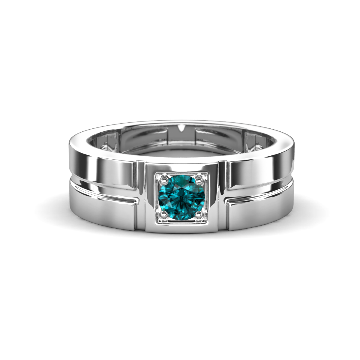 Marcus 0.25 ct London Blue Topaz Solitaire Men Wedding Band (6 mm) 