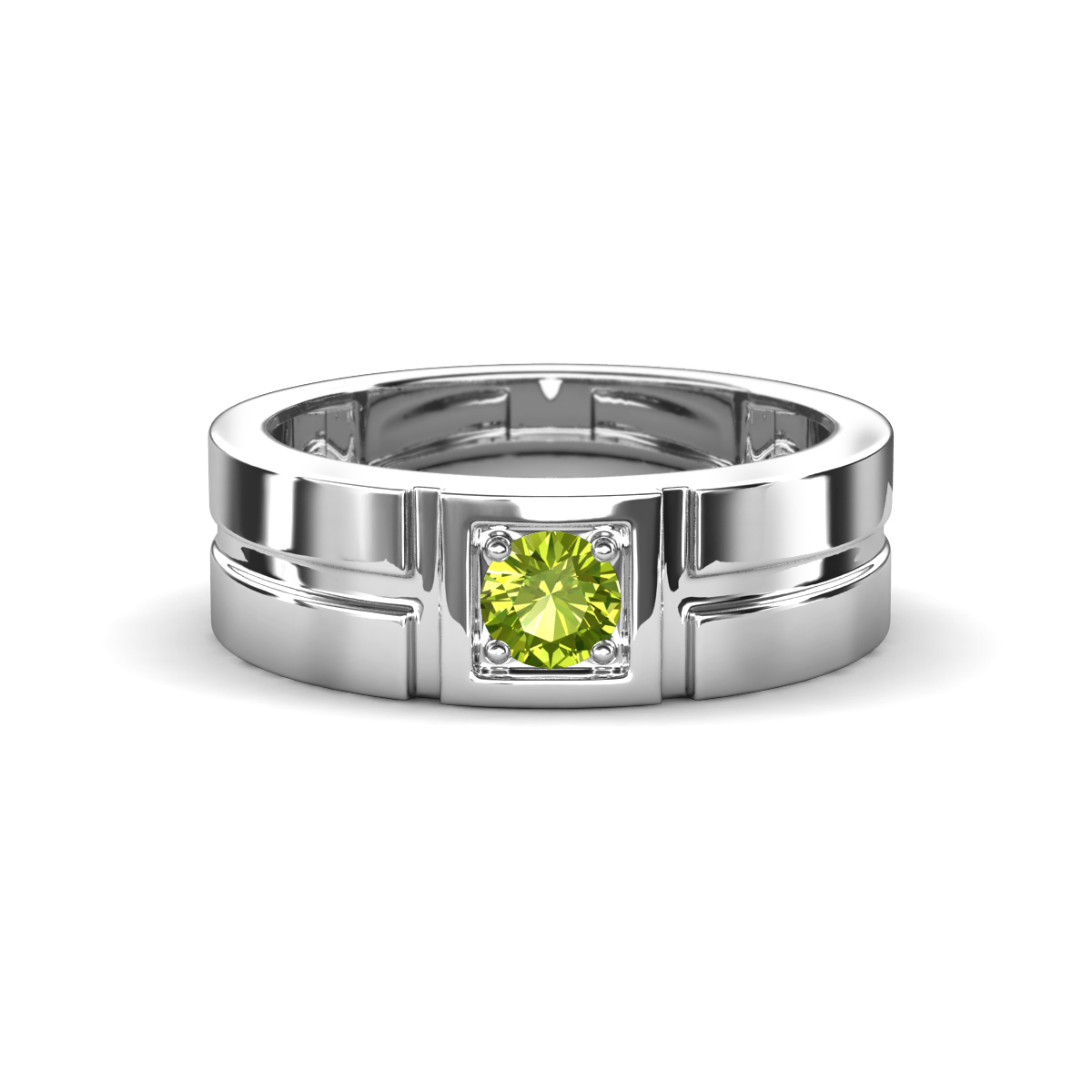 Marcus 0.32 ct Peridot Solitaire Men Wedding Band (6 mm) 
