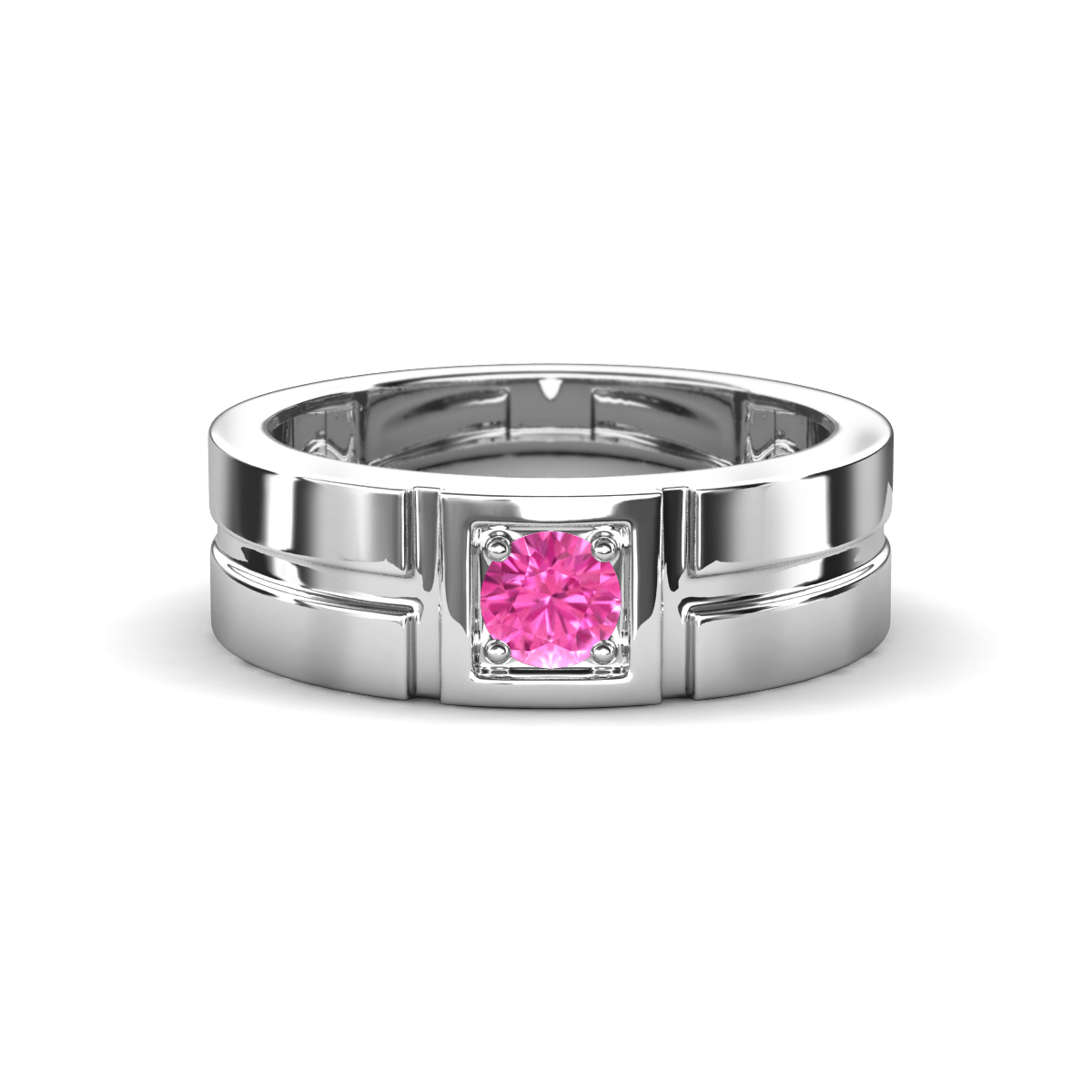 Marcus 0.30 ct Pink Sapphire Solitaire Men Wedding Band (6 mm) 