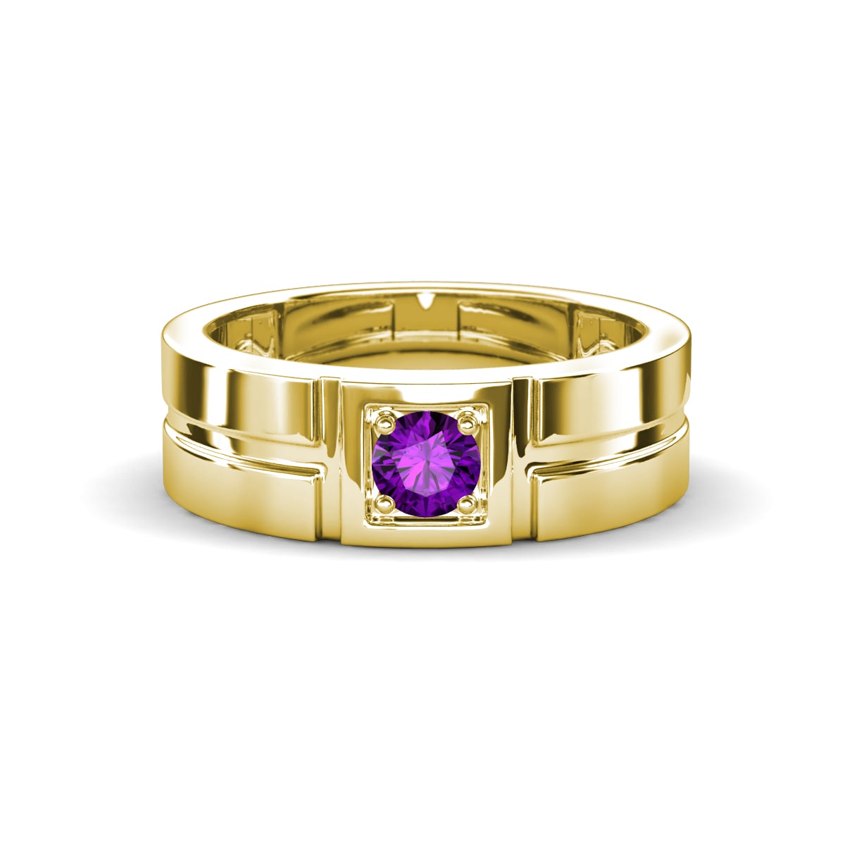 Marcus 0.20 ct Amethyst Solitaire Men Wedding Band (6 mm) 