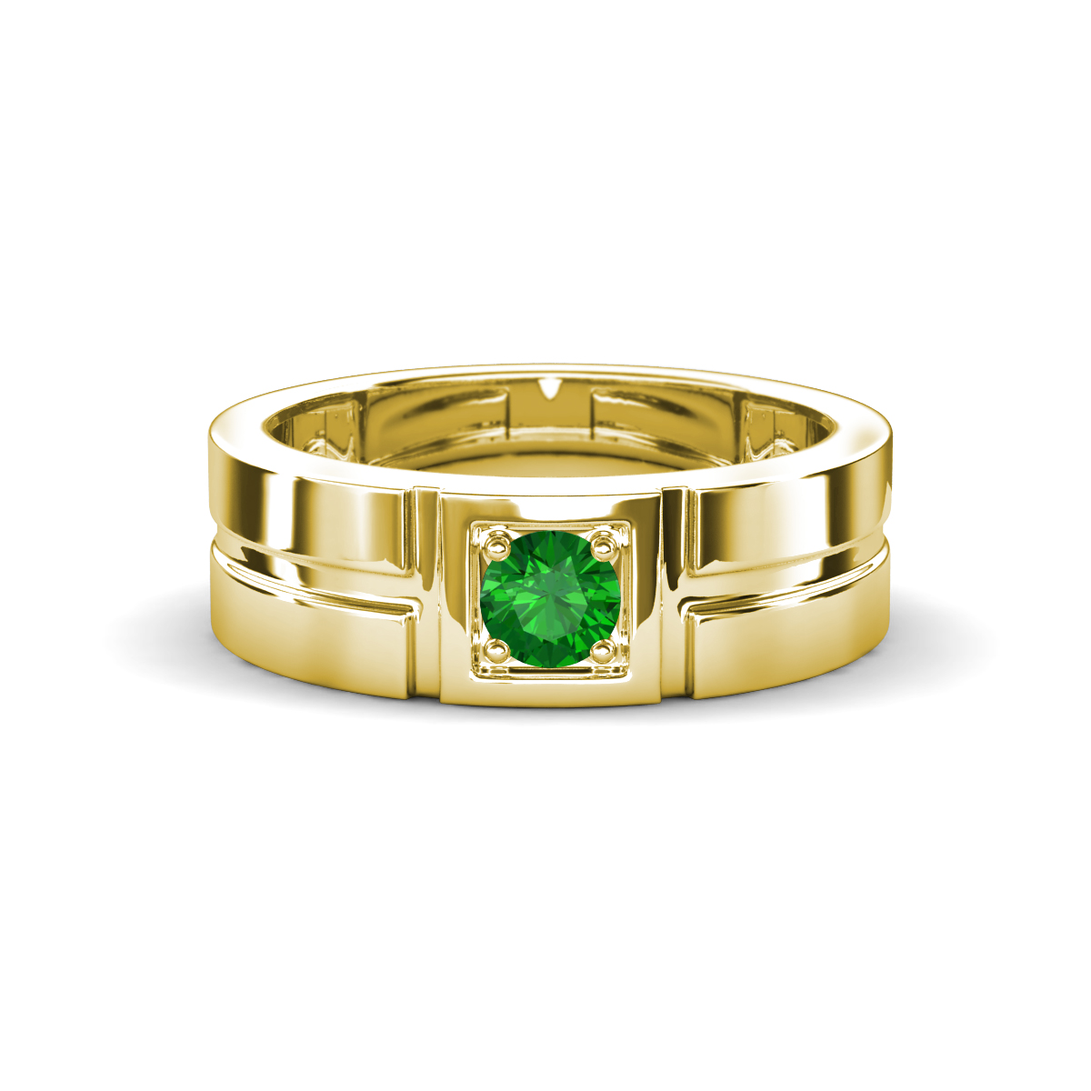 Marcus 0.29 ct Green Garnet Solitaire Men Wedding Band (6 mm) 