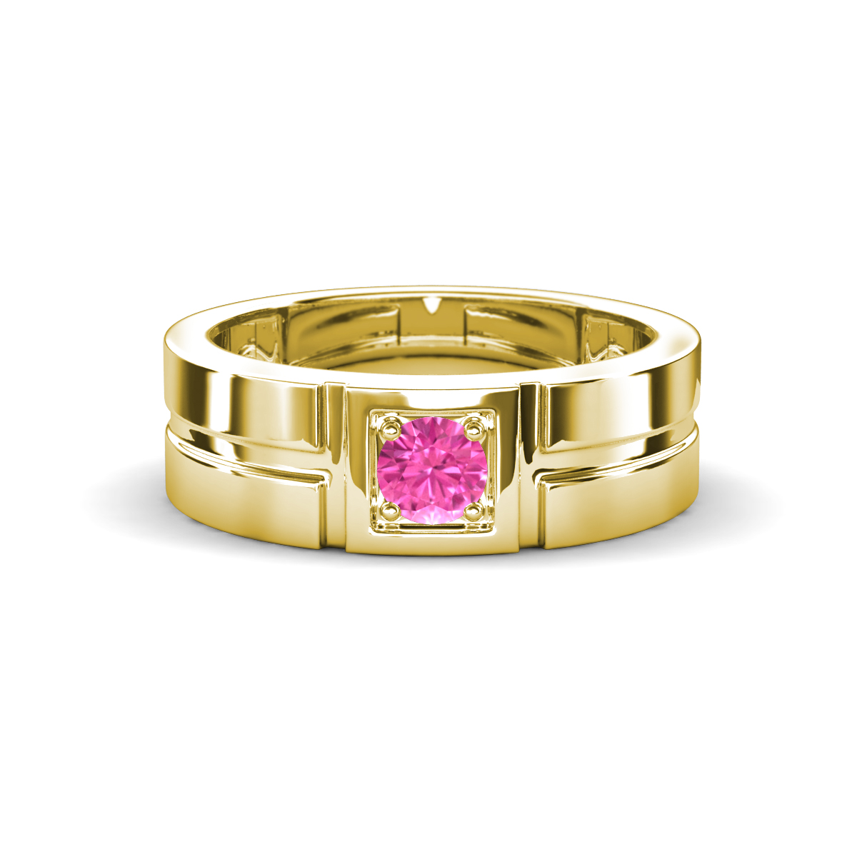 Marcus 0.30 ct Pink Sapphire Solitaire Men Wedding Band (6 mm) 