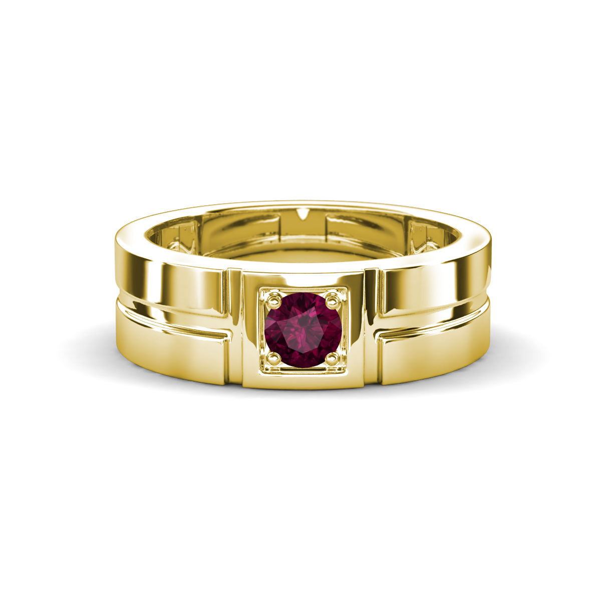 Marcus 0.32 ct Rhodolite Garnet Solitaire Men Wedding Band (6 mm) 