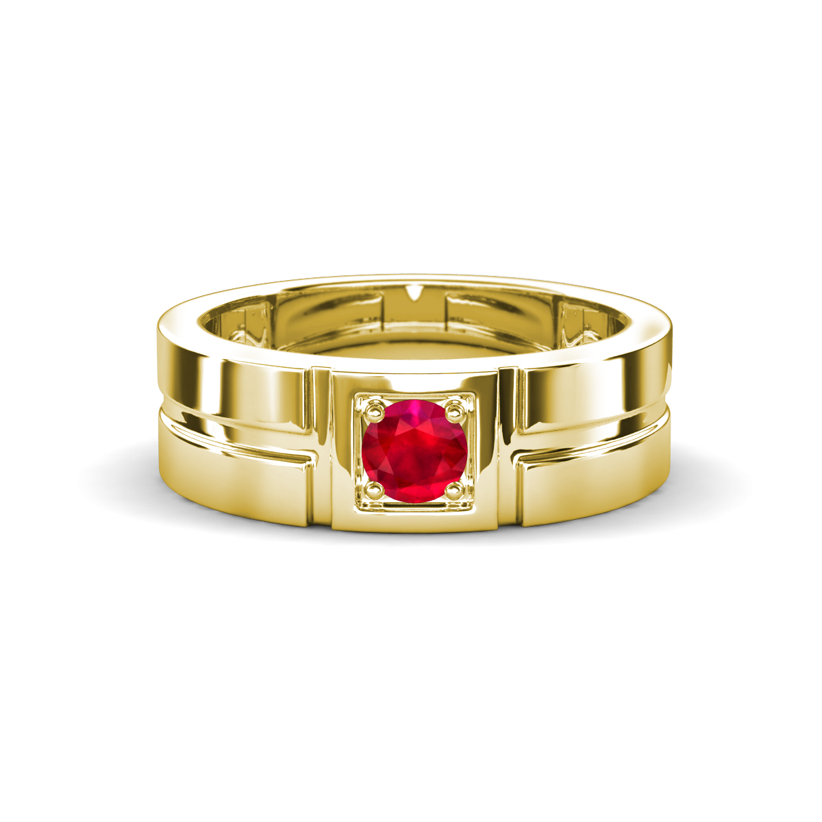 Marcus 0.27 ct Ruby Solitaire Men Wedding Band (6 mm) 