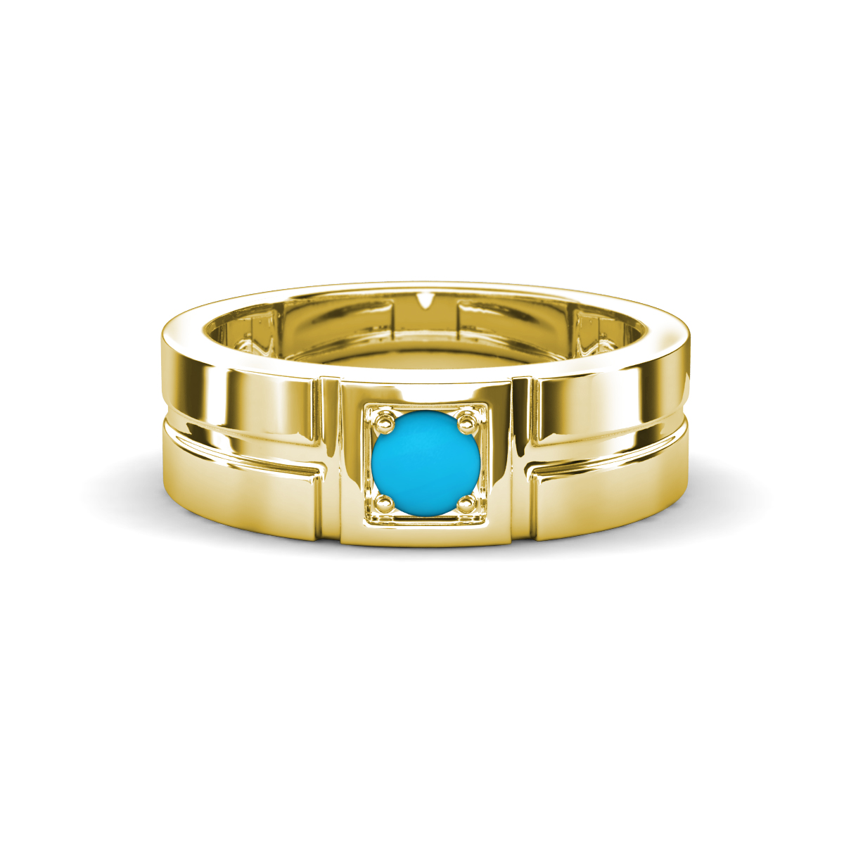 Marcus 0.25 ct Turquoise Solitaire Men Wedding Band (6 mm) 