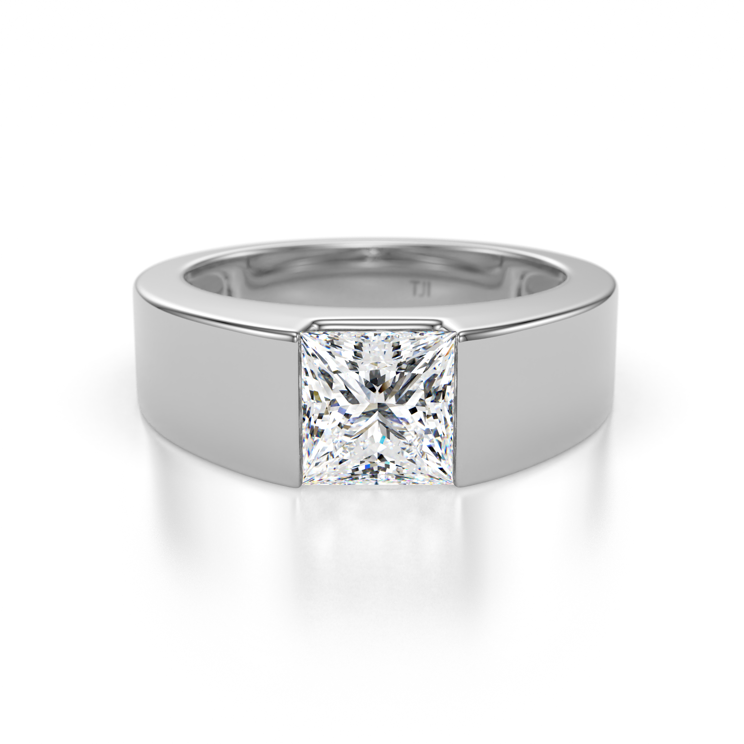 Jordan 1.00 ct IGI Certified Princess Shape Solitaire Lab Grown Diamond (5.50 mm) Men's Wedding Band 