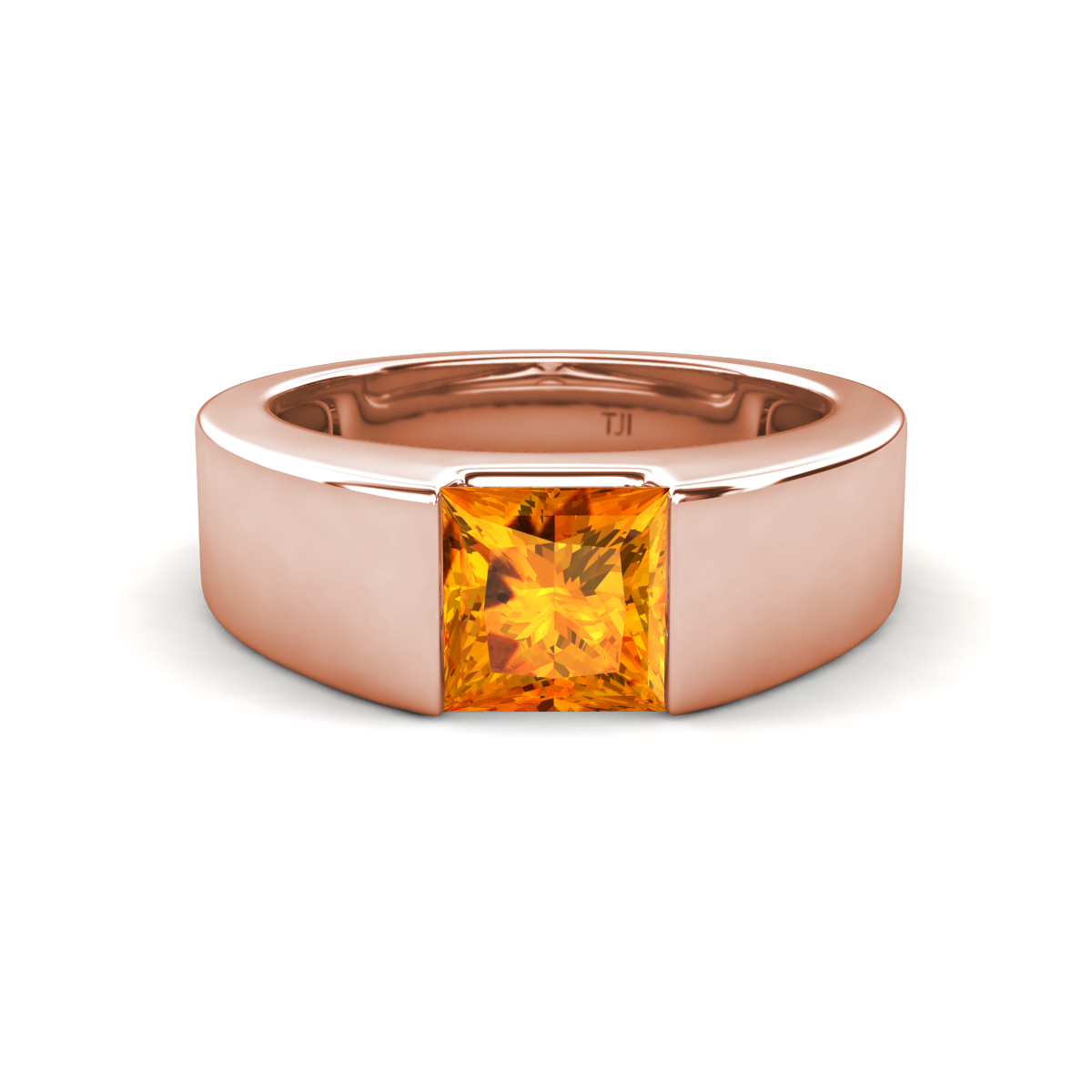 Jordan 1.00 ct Princess Shape Solitaire Citrine Men's Wedding Band (6.00 mm) 