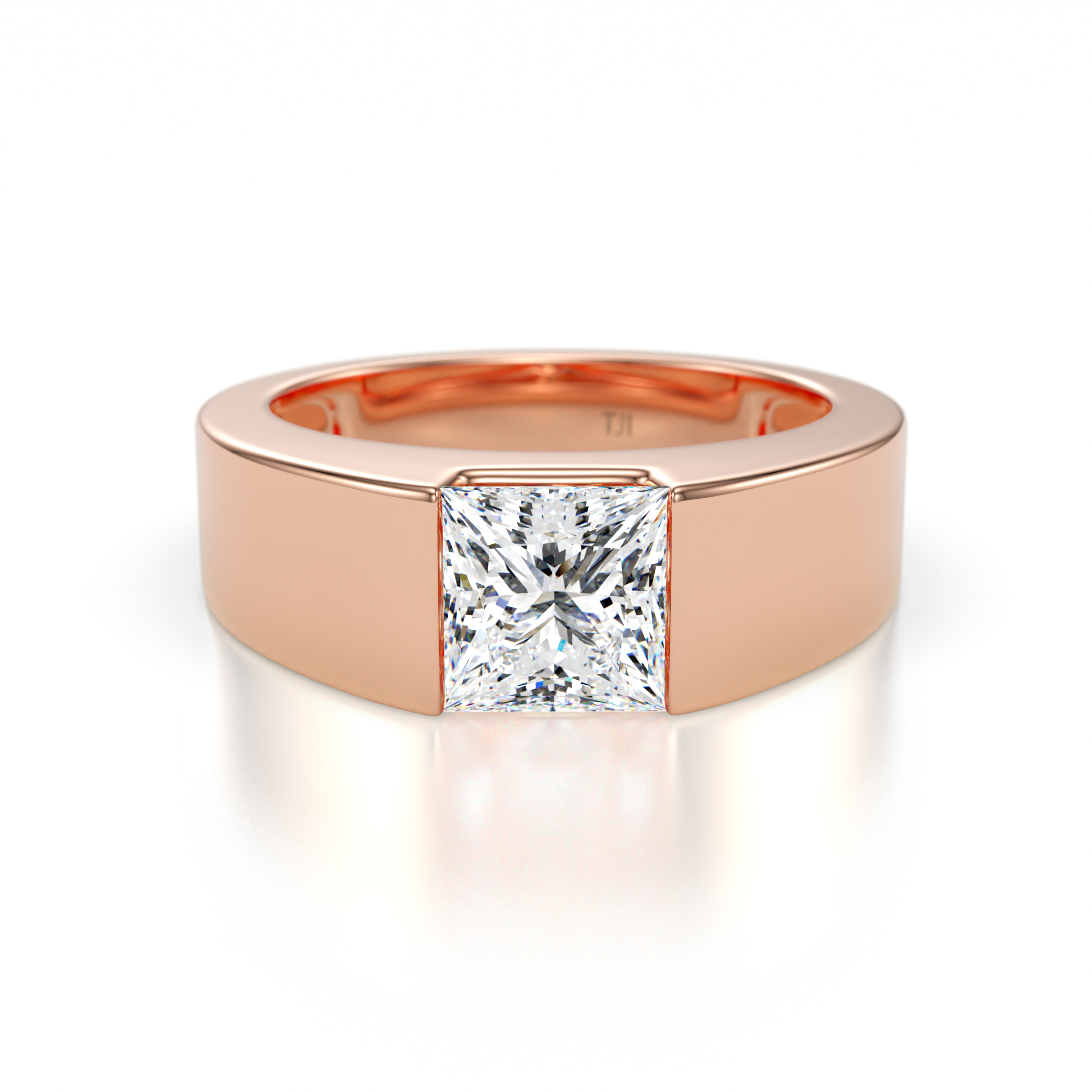 Jordan 1.25 ct GIA Certified Princess Shape Solitaire Natural Diamond (6.00 mm) Men's Wedding Band 