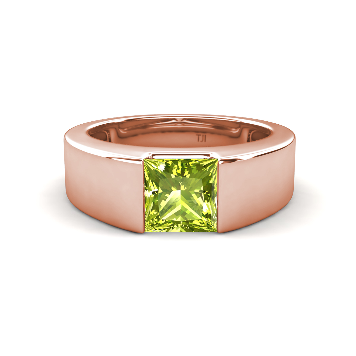 Jordan 1.25 ct Princess Shape Solitaire Peridot Men's Wedding Band (6.00 mm) 