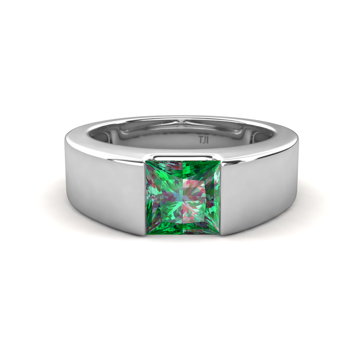 Jordan 1.44 ct Princess Shape Solitaire Created Alexandrite Men's Wedding Band (6.00 mm) 