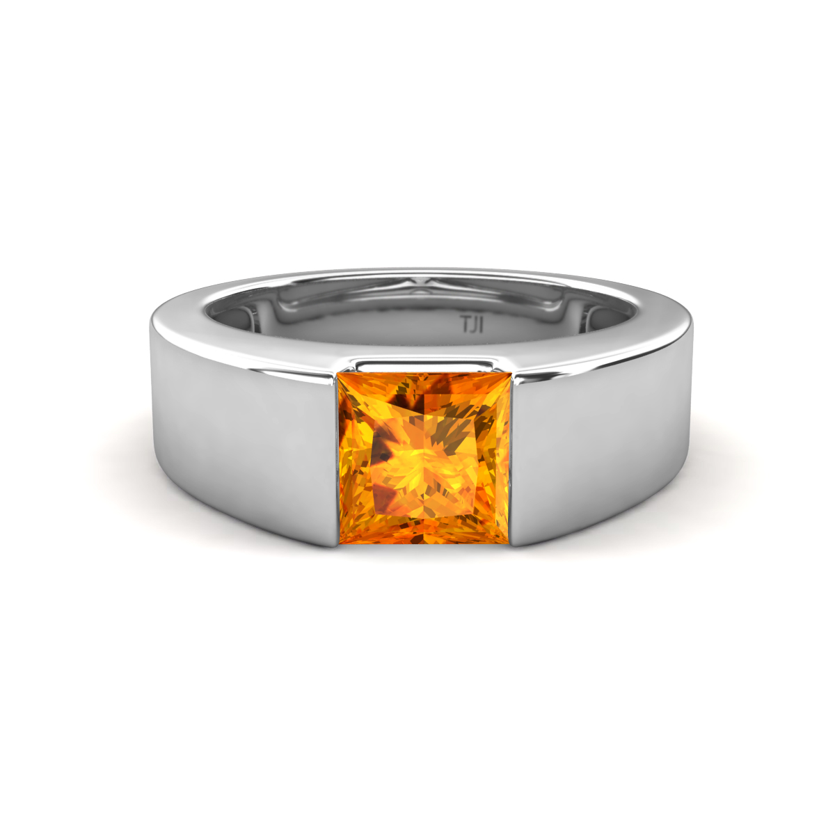 Jordan 1.00 ct Princess Shape Solitaire Citrine Men's Wedding Band (6.00 mm) 